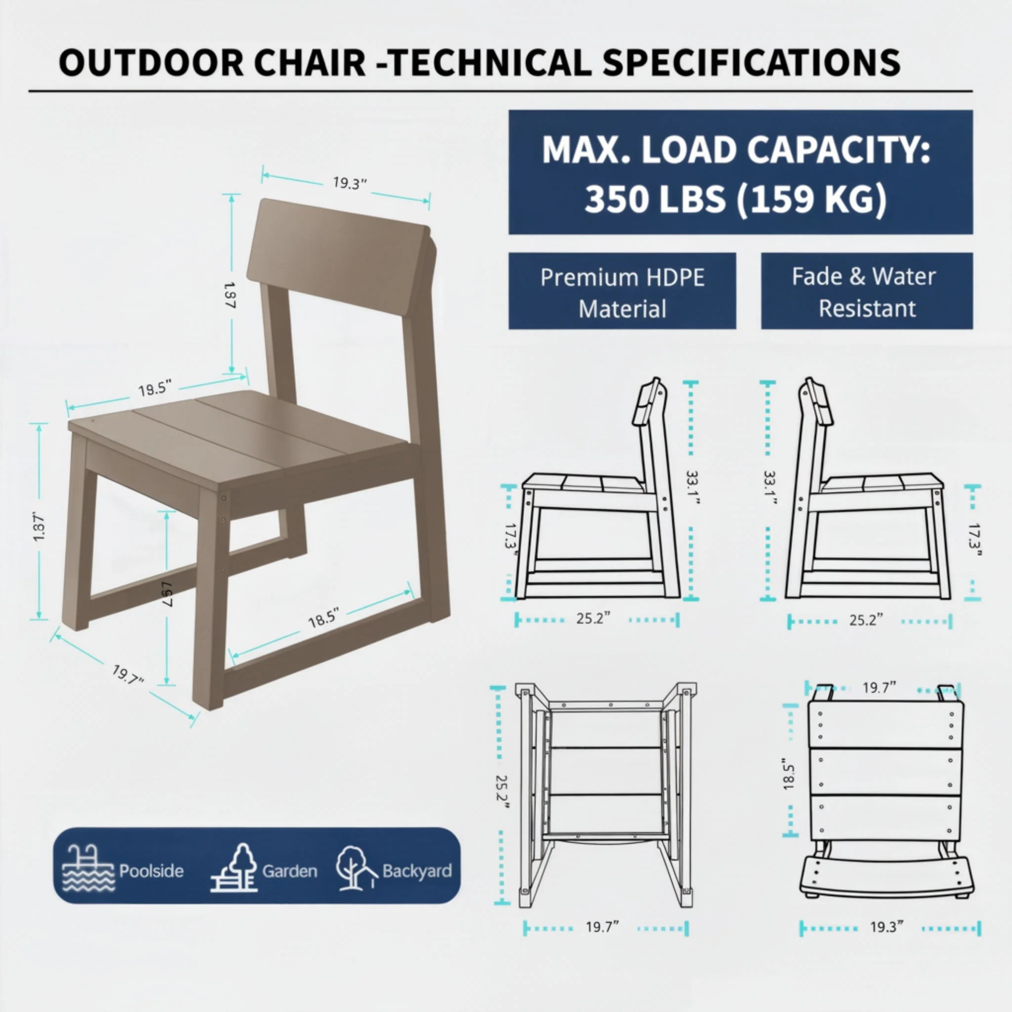 All Weather Patio Dining Chairs (Set of 2) - Image 3