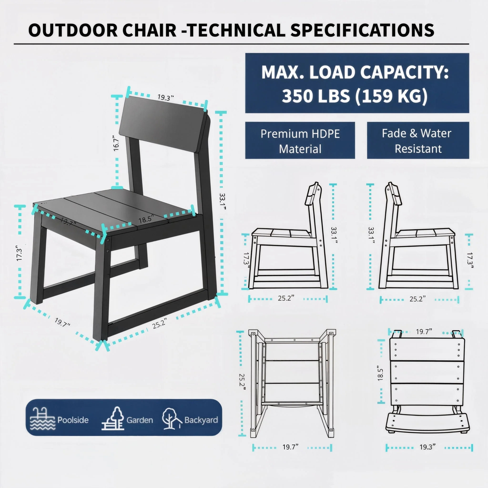 All Weather Patio Dining Chairs (Set of 2) - Image 5