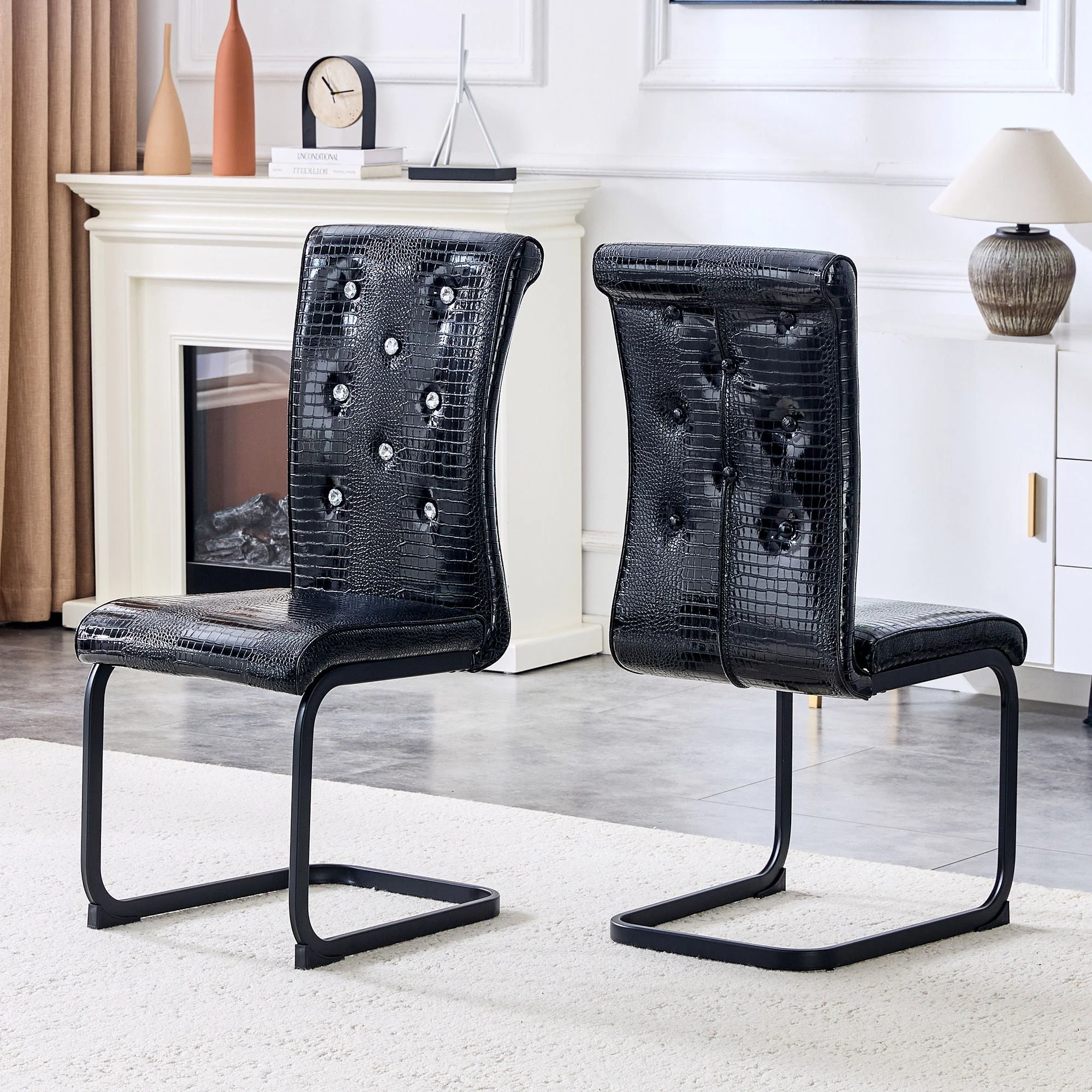 Alligator Skin Upholstered Dining Chairs - Image 5