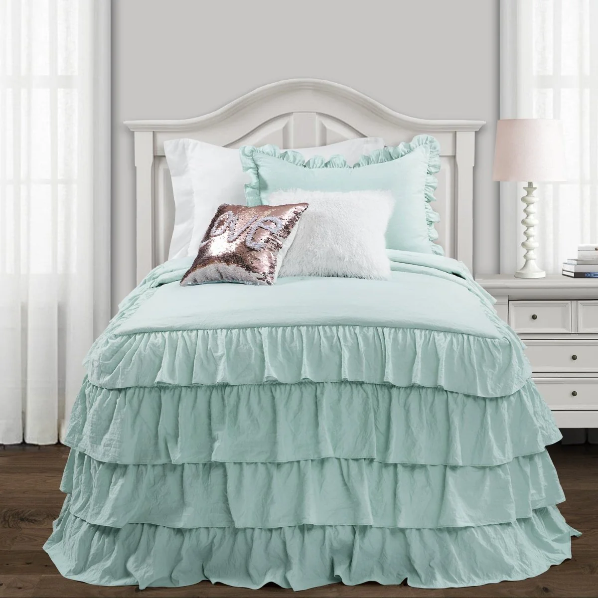 Allison Ruffle Skirt Bedspread Set - Image 45