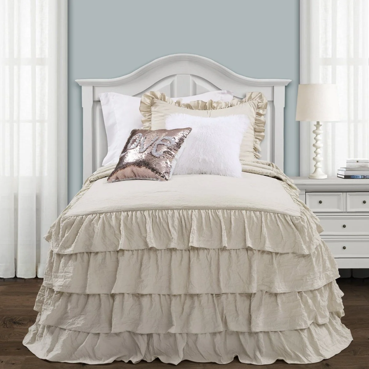 Allison Ruffle Skirt Bedspread Set - Image 47