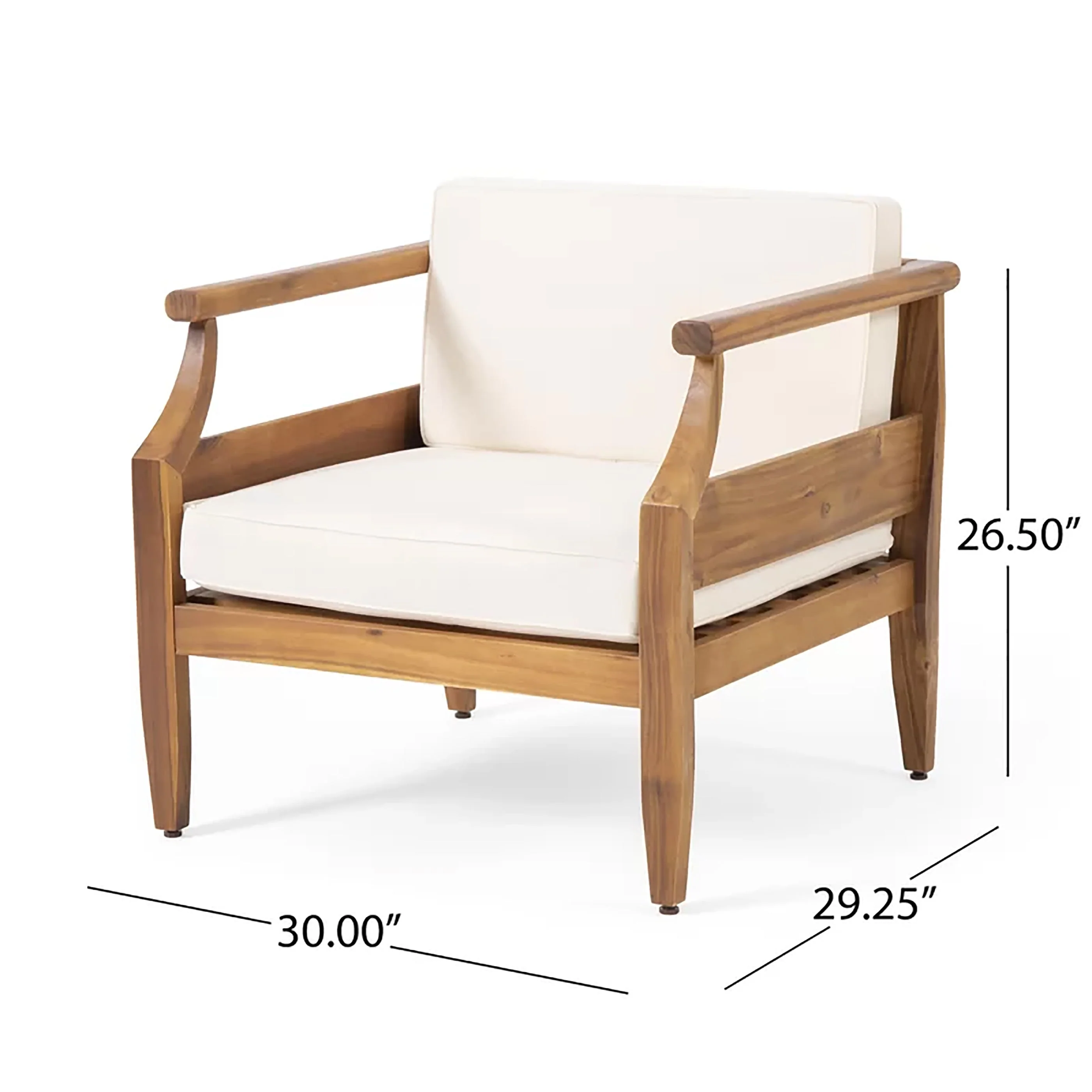 Alluvion Teak 4-Piece Wood Outdoor Patio Conversation Set with Cream Cushions - Image 4