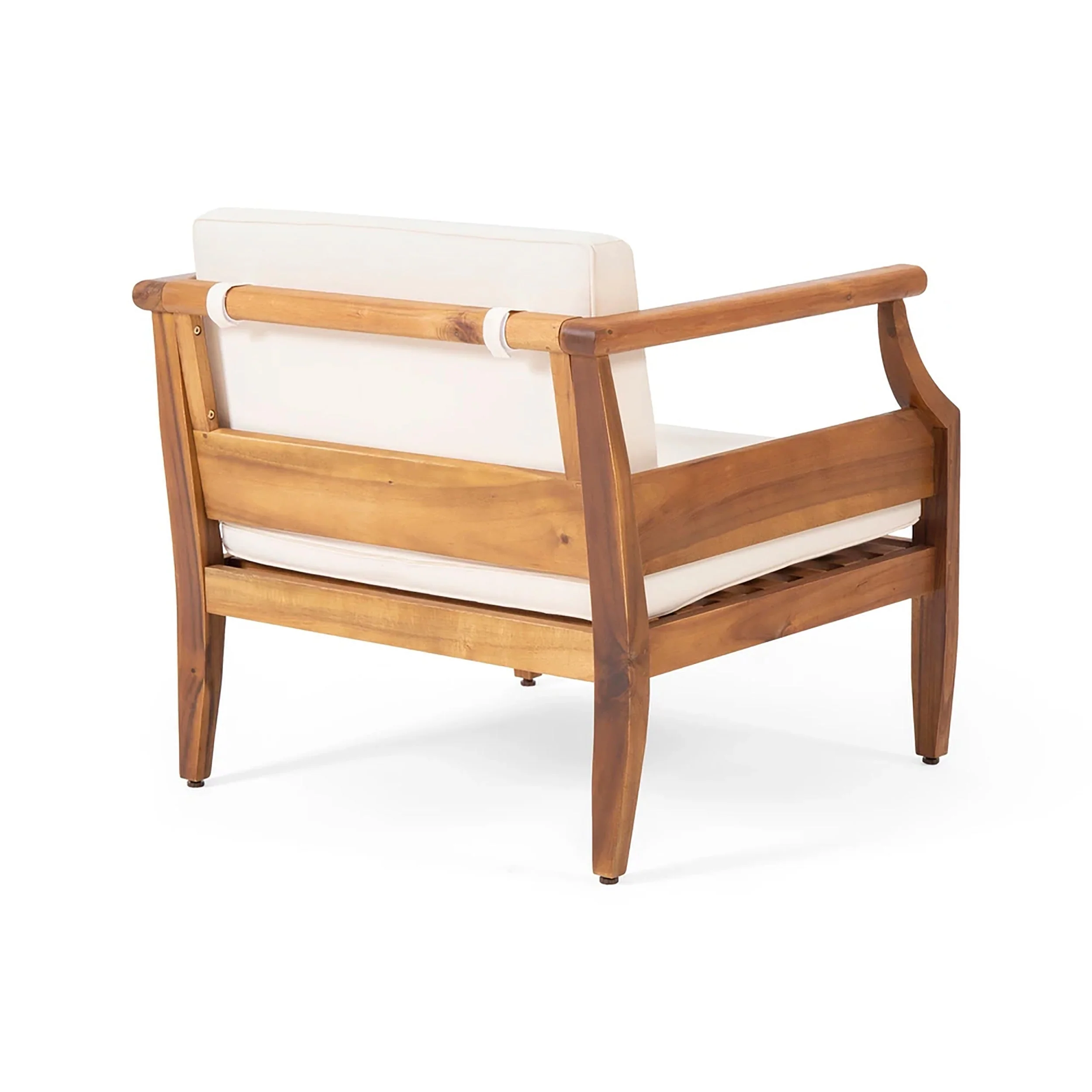 Alluvion Teak 4-Piece Wood Outdoor Patio Conversation Set with Cream Cushions - Image 6
