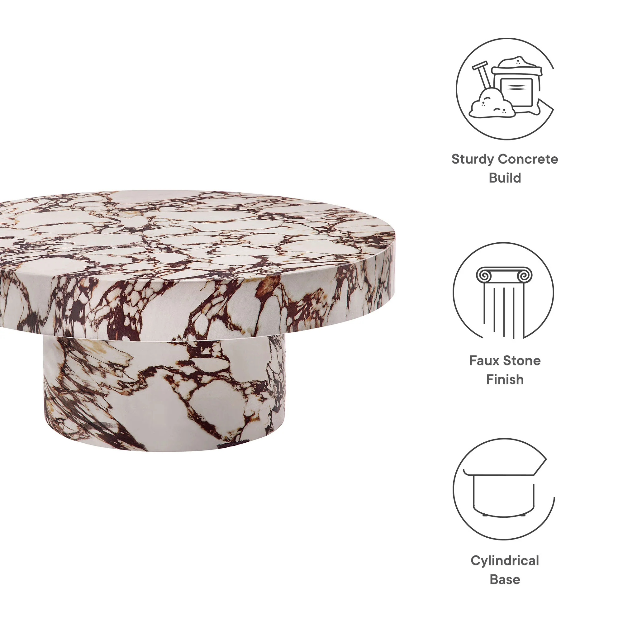 Alora Indoor - Outdoor Patio Concrete Round Coffee Table by Modway - Image 3