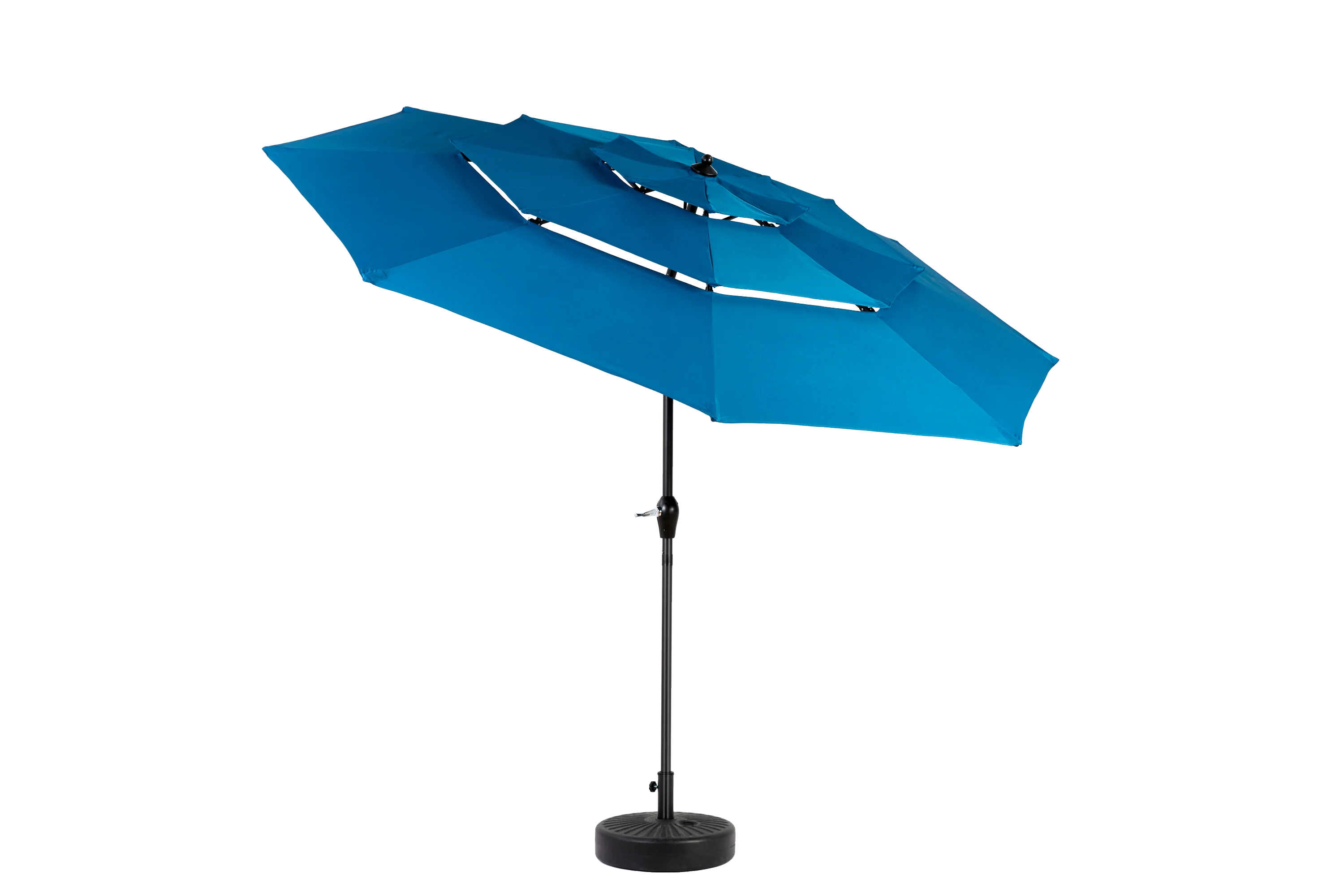 Aluminium 10ft 3 Tier Auto-Tilt Outdoor Patio Umbrella - Dark Blue - Image 7