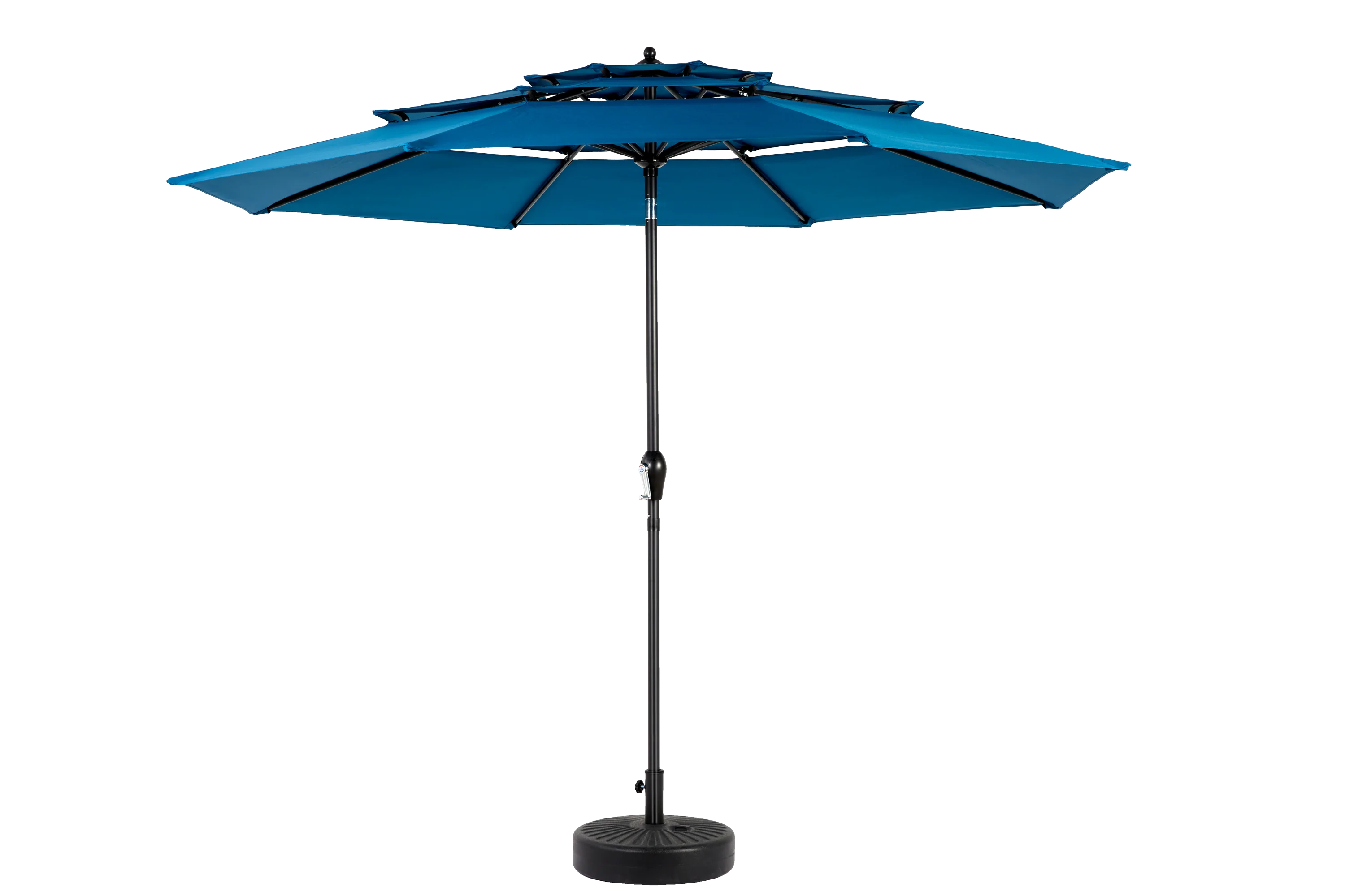 Aluminium 10ft 3 Tier Auto-Tilt Outdoor Patio Umbrella - Dark Blue - Image 8