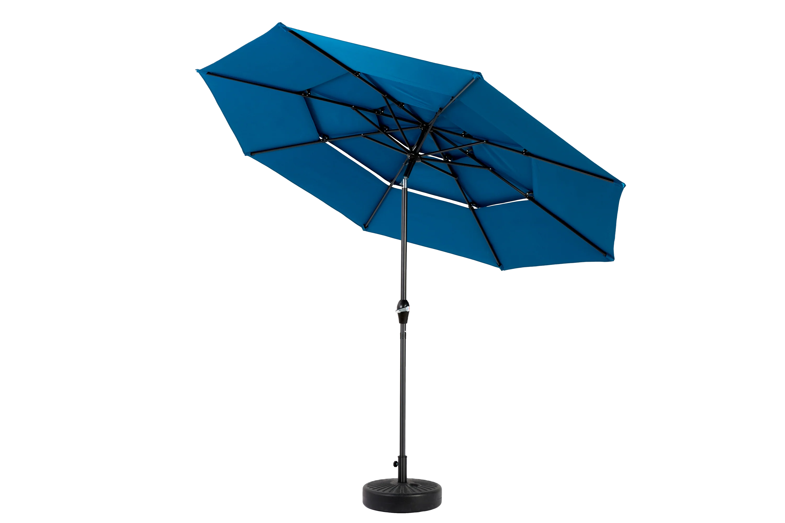 Aluminium 10ft 3 Tier Auto-Tilt Outdoor Patio Umbrella - Dark Blue - Image 9