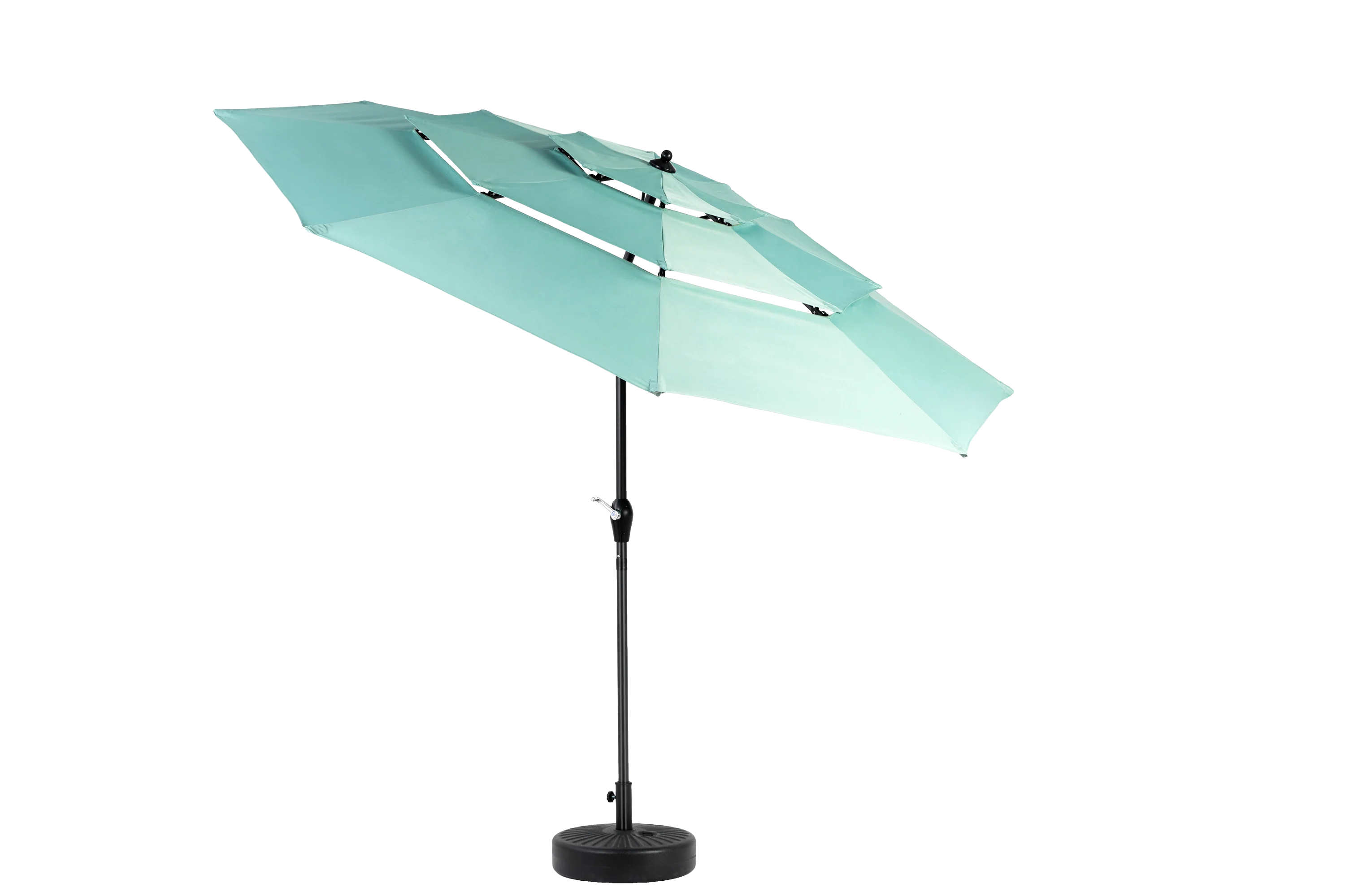 Aluminium 10ft 3 Tier Auto-Tilt Outdoor Patio Umbrella - Light Green - Image 3