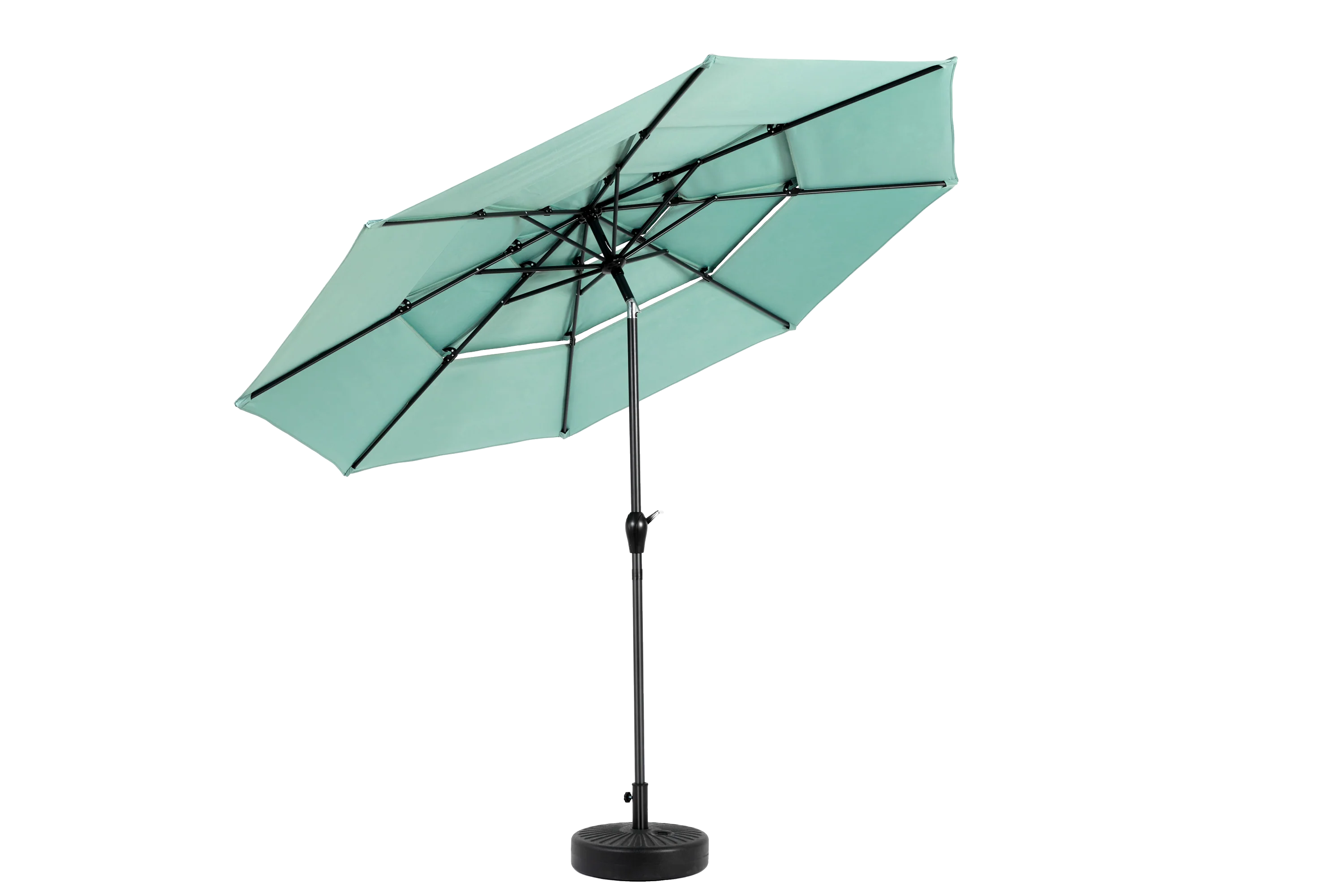 Aluminium 10ft 3 Tier Auto-Tilt Outdoor Patio Umbrella - Light Green - Image 4
