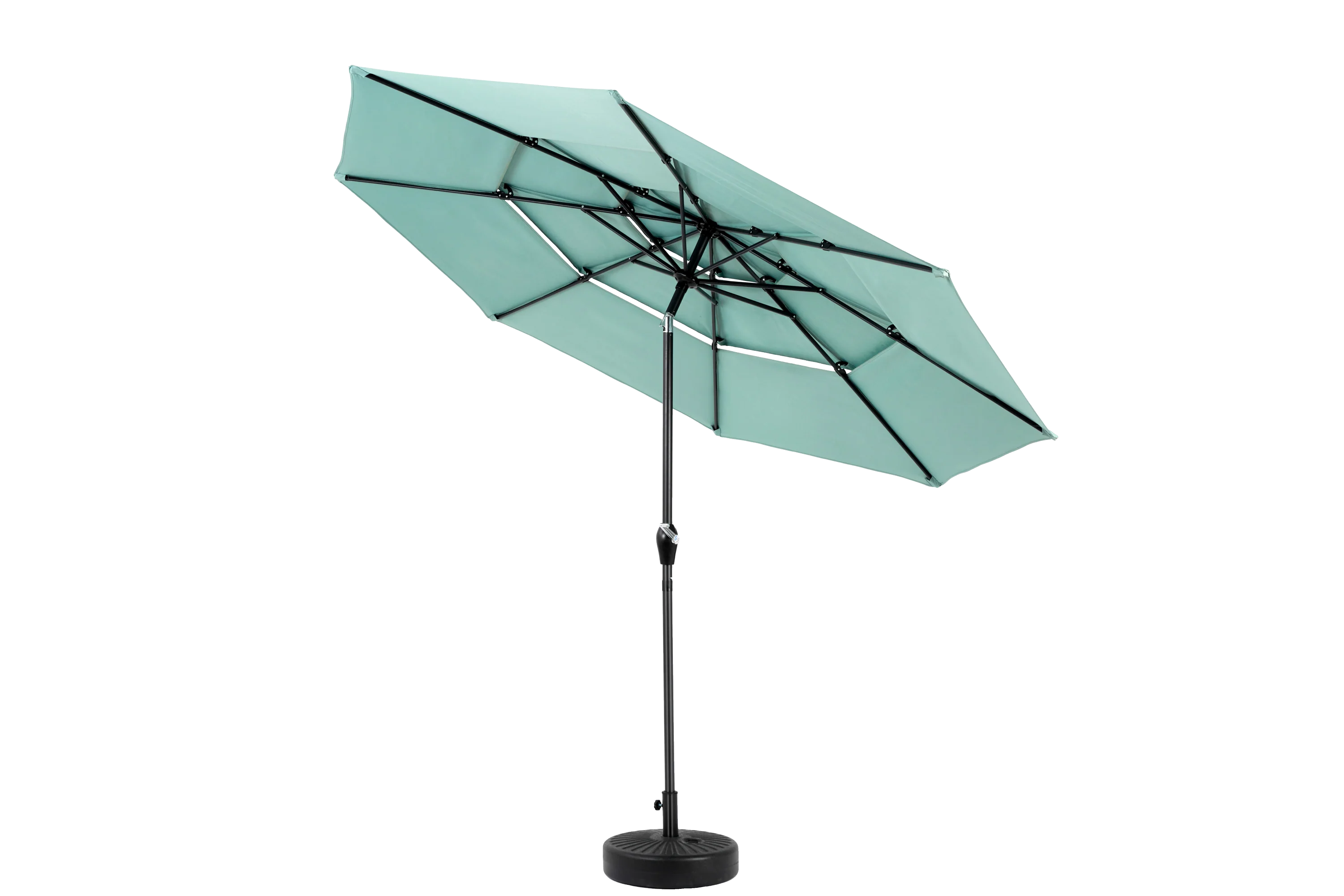 Aluminium 10ft 3 Tier Auto-Tilt Outdoor Patio Umbrella - Light Green - Image 5