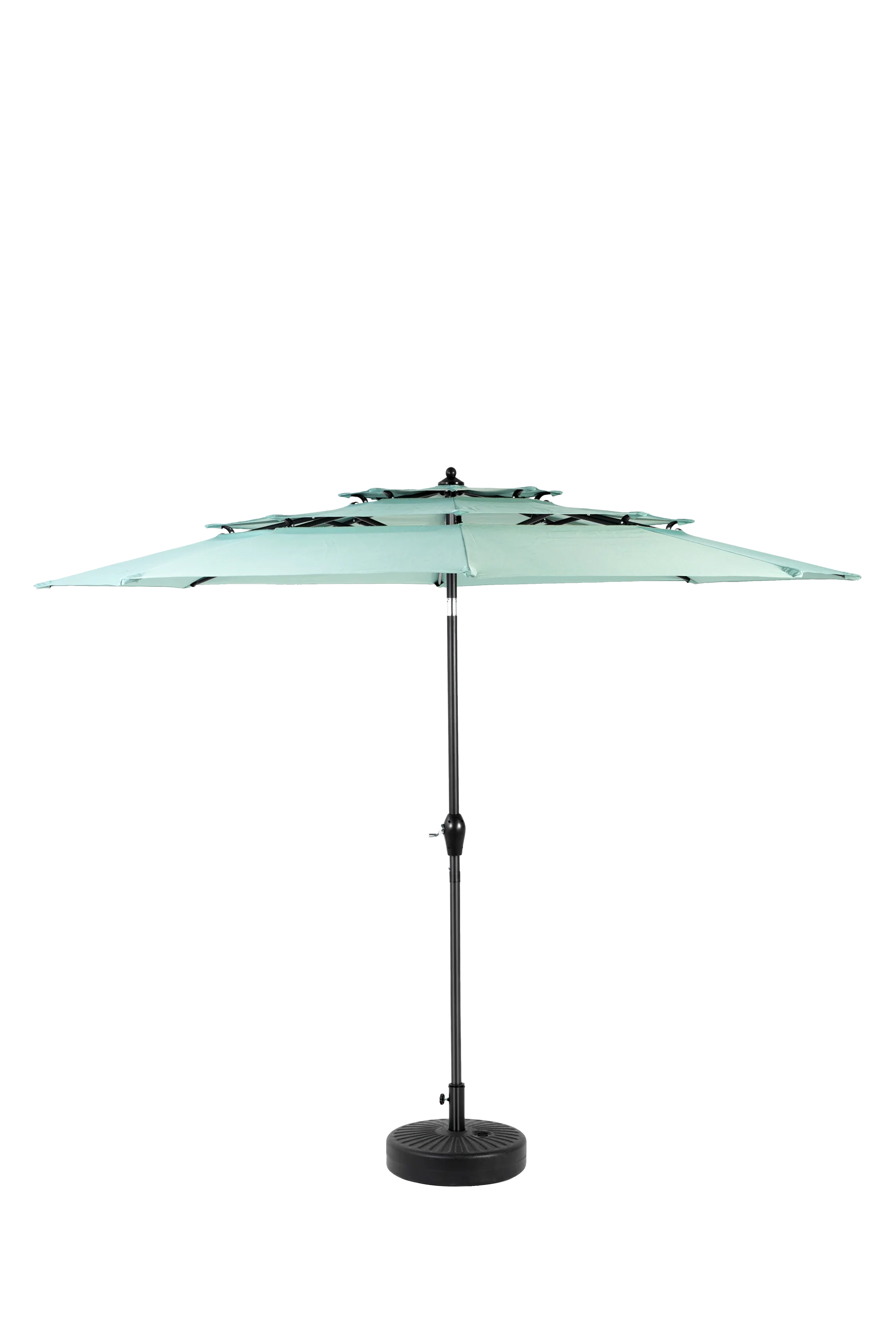 Aluminium 10ft 3 Tier Auto-Tilt Outdoor Patio Umbrella - Light Green - Image 7