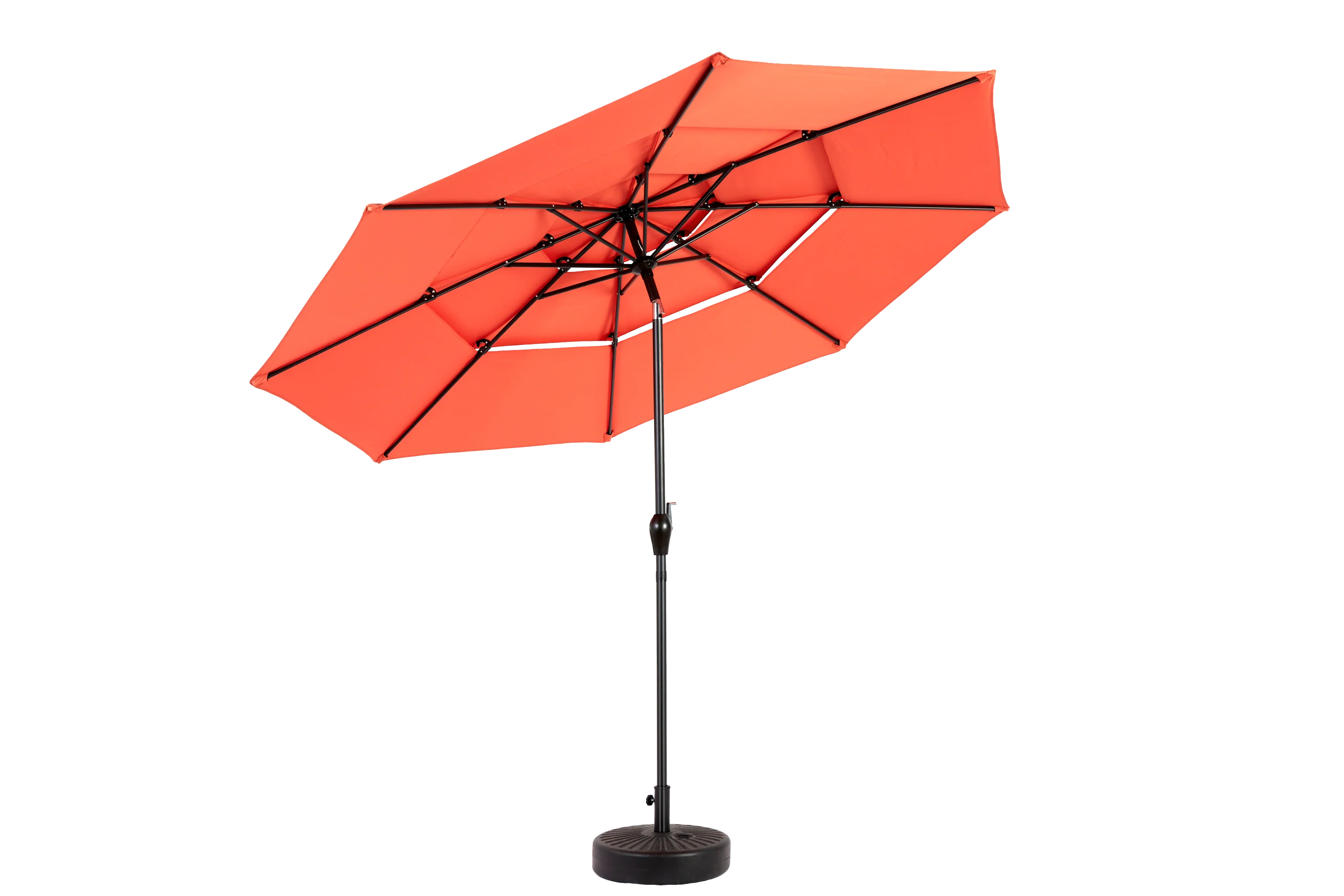 Aluminium 10ft 3-Tier Auto-Tilt Outdoor Patio Umbrella - Orange - Image 3
