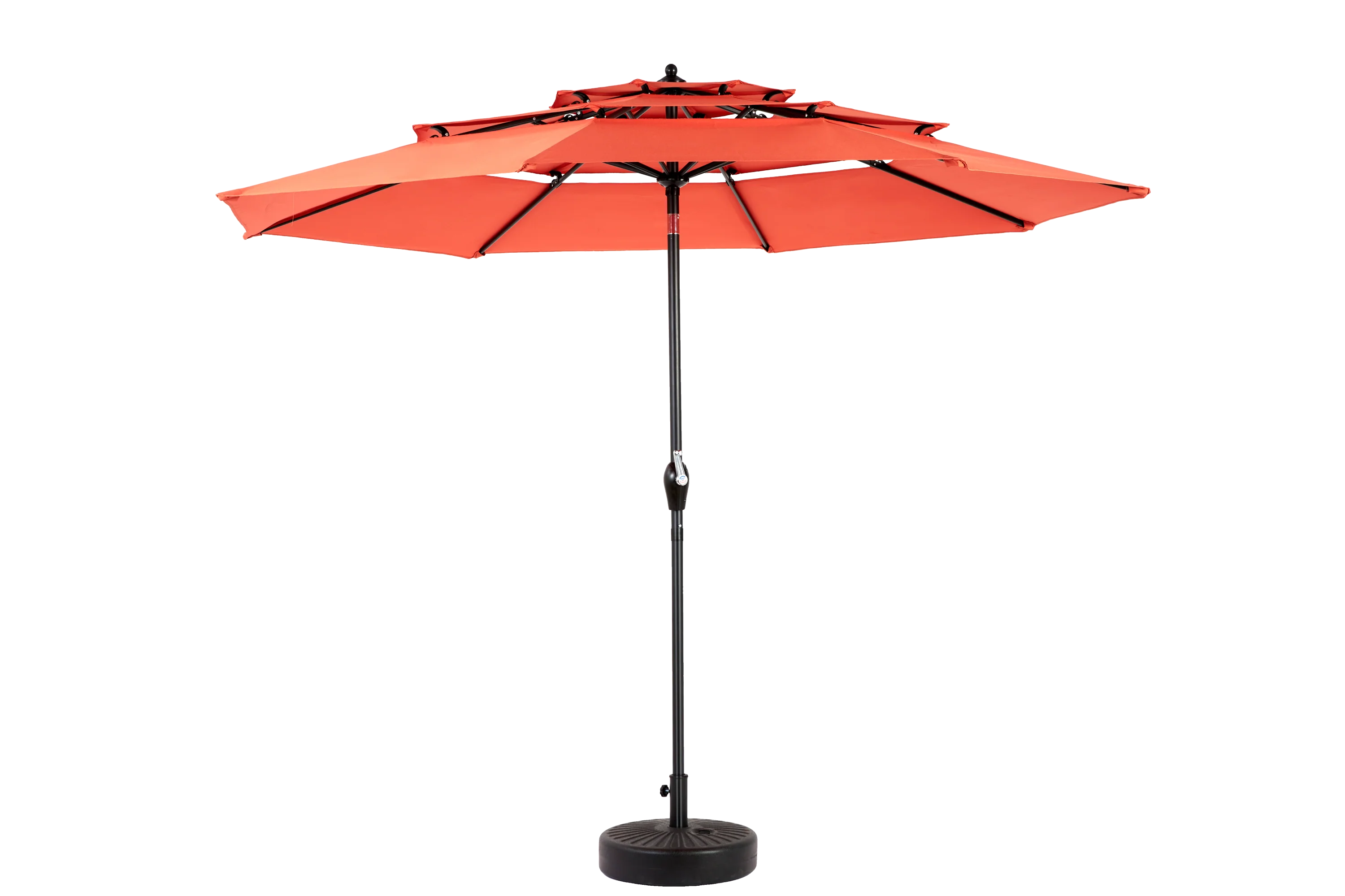 Aluminium 10ft 3-Tier Auto-Tilt Outdoor Patio Umbrella - Orange - Image 4