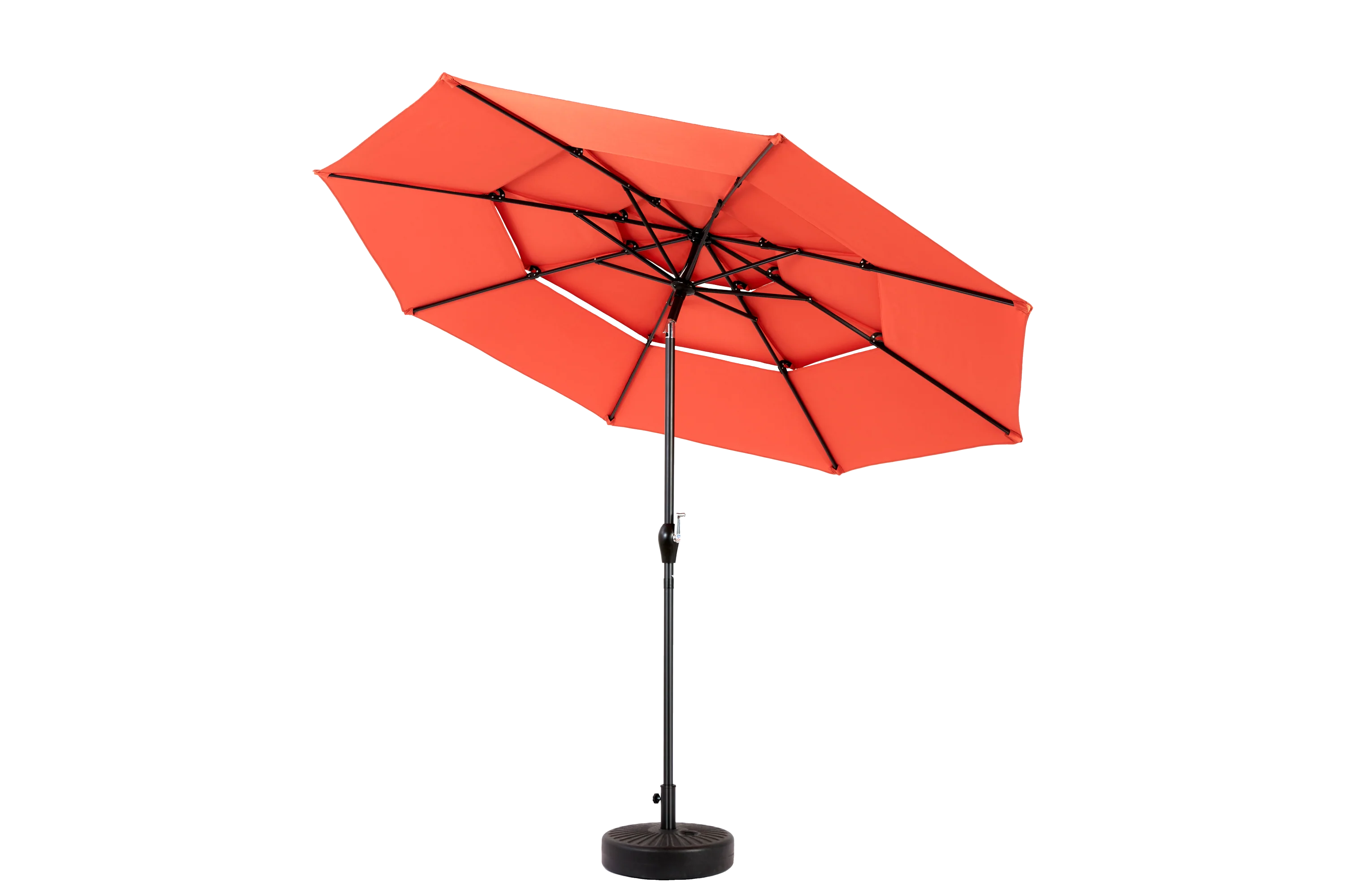 Aluminium 10ft 3-Tier Auto-Tilt Outdoor Patio Umbrella - Orange - Image 5
