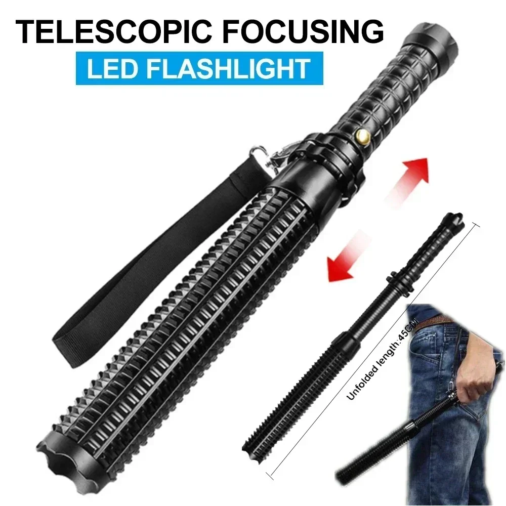Aluminum Alloy LED Flashlight with Telescopic Handle and Zoom Beam Function - Image 2