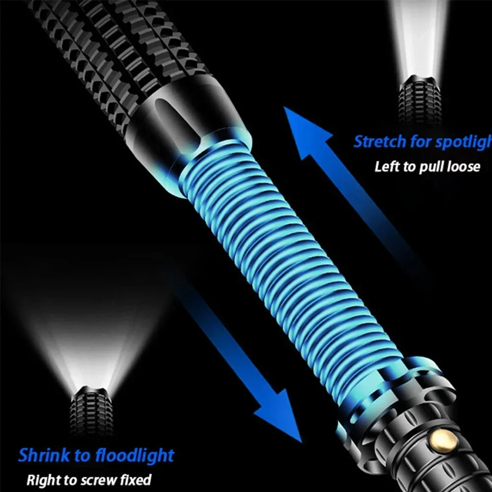Aluminum Alloy LED Flashlight with Telescopic Handle and Zoom Beam Function - Image 3
