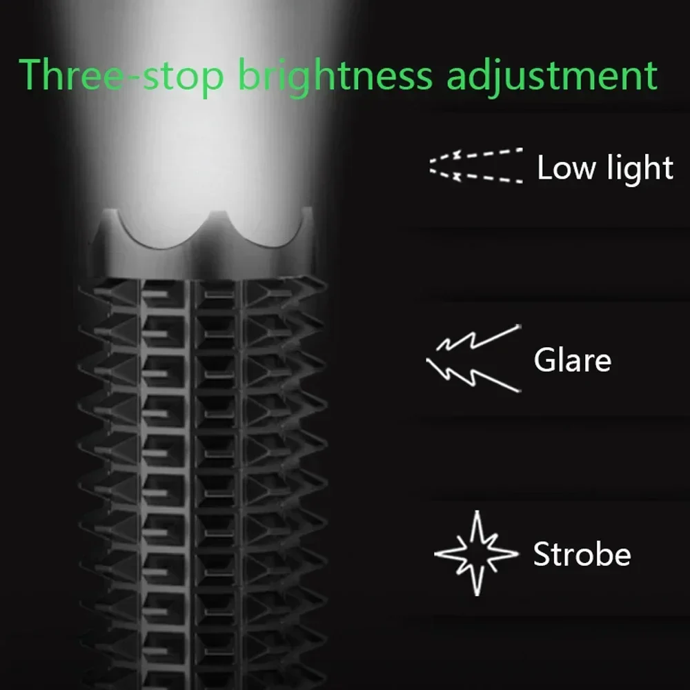 Aluminum Alloy LED Flashlight with Telescopic Handle and Zoom Beam Function - Image 4