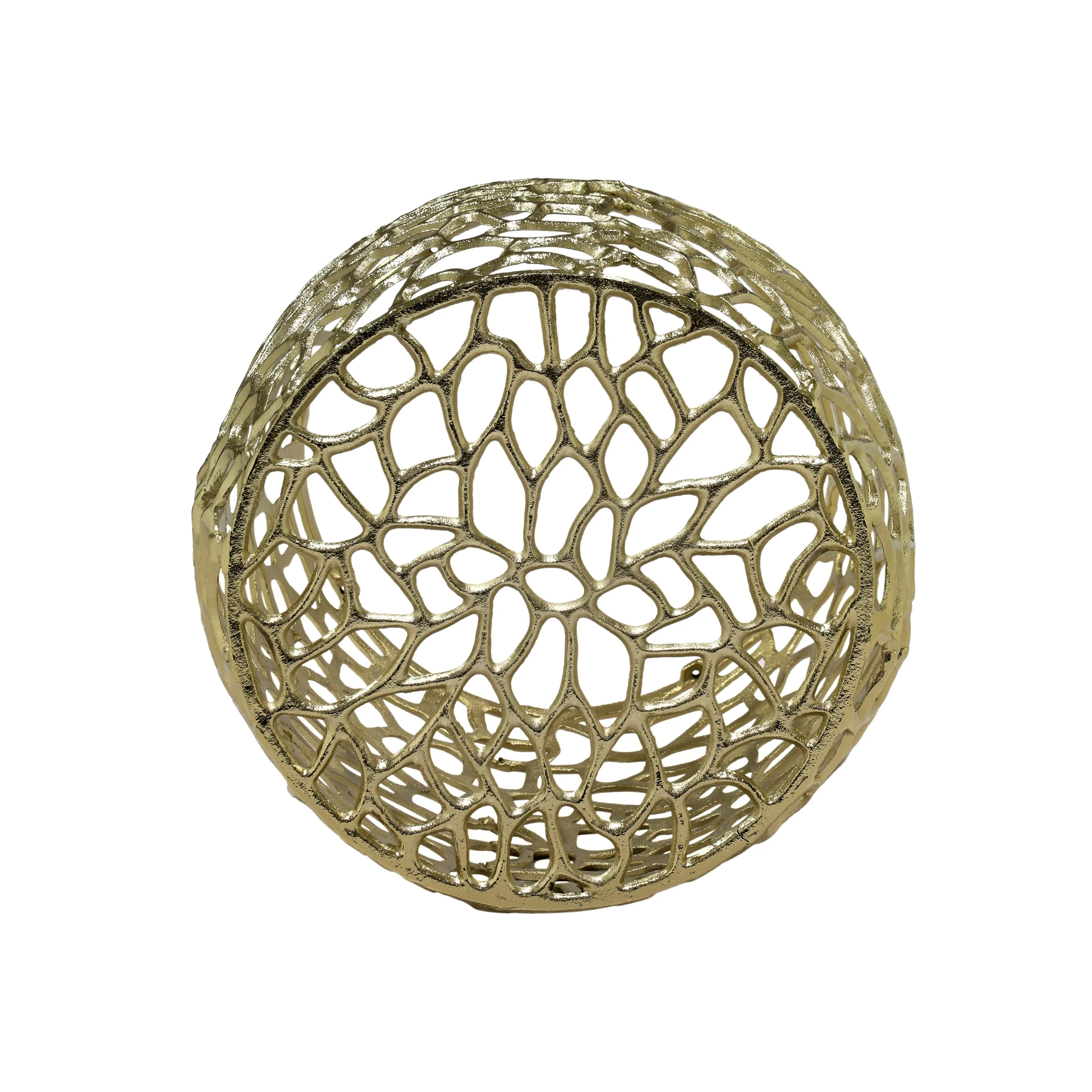 Aluminum Drum End Table with Intricate Design in Gold - Image 4