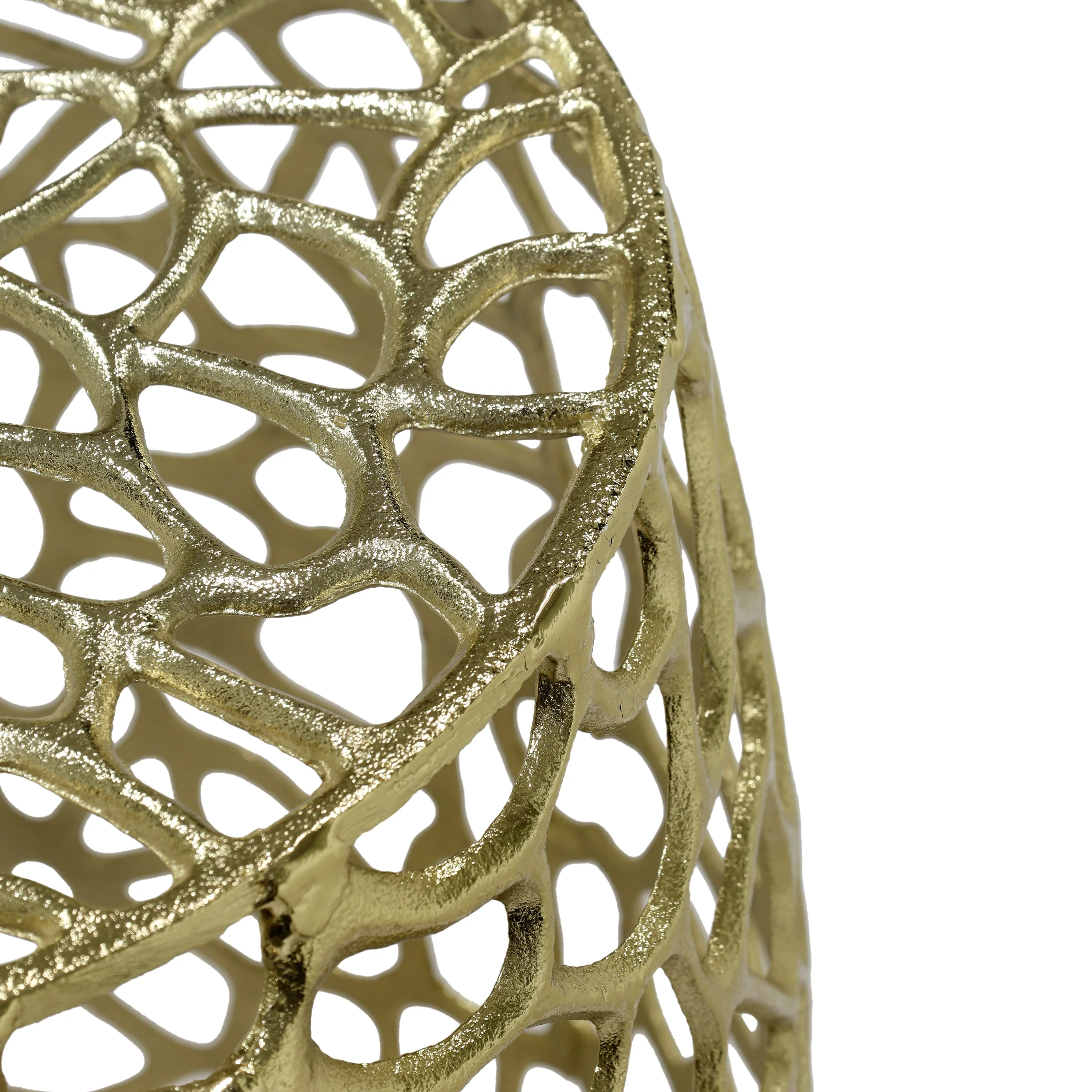 Aluminum Drum End Table with Intricate Design in Gold - Image 5