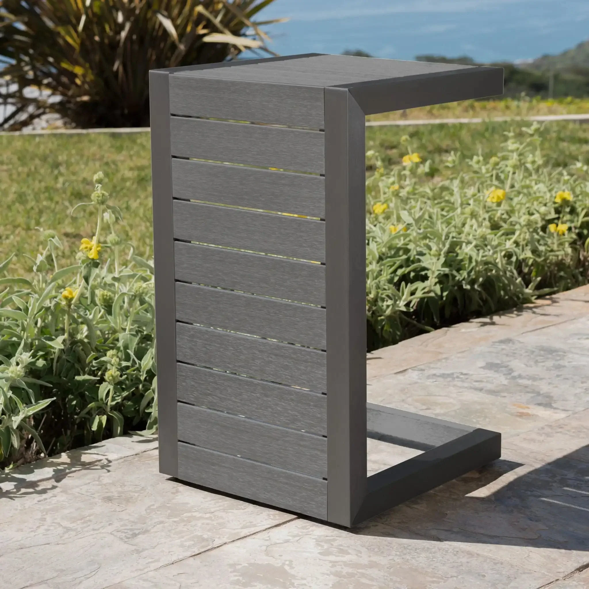 Aluminum Outdoor C-Shaped Side Table for Patio - Image 10