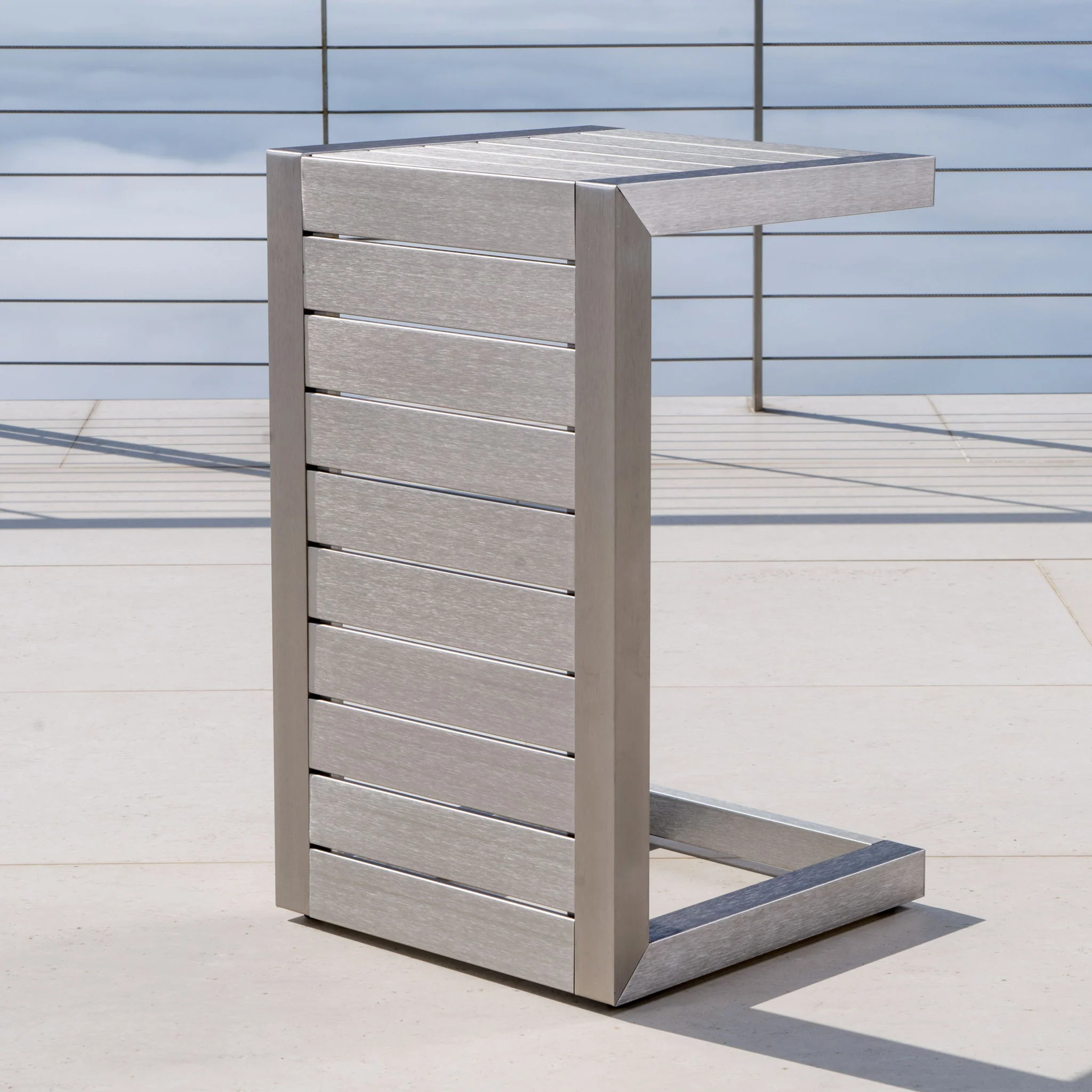 Aluminum Outdoor C-Shaped Side Table for Patio - Image 12