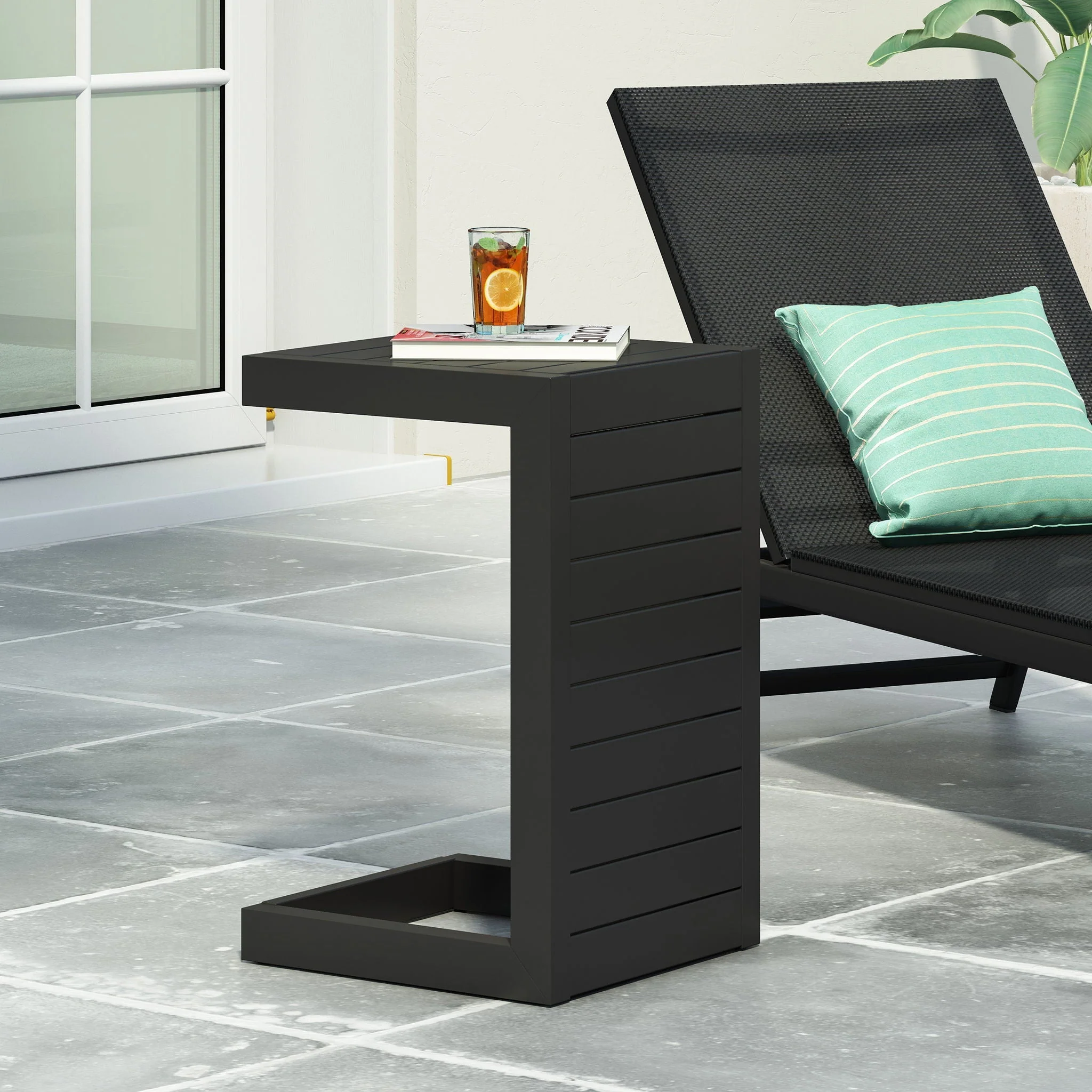 Aluminum Outdoor C-Shaped Side Table for Patio - Image 15