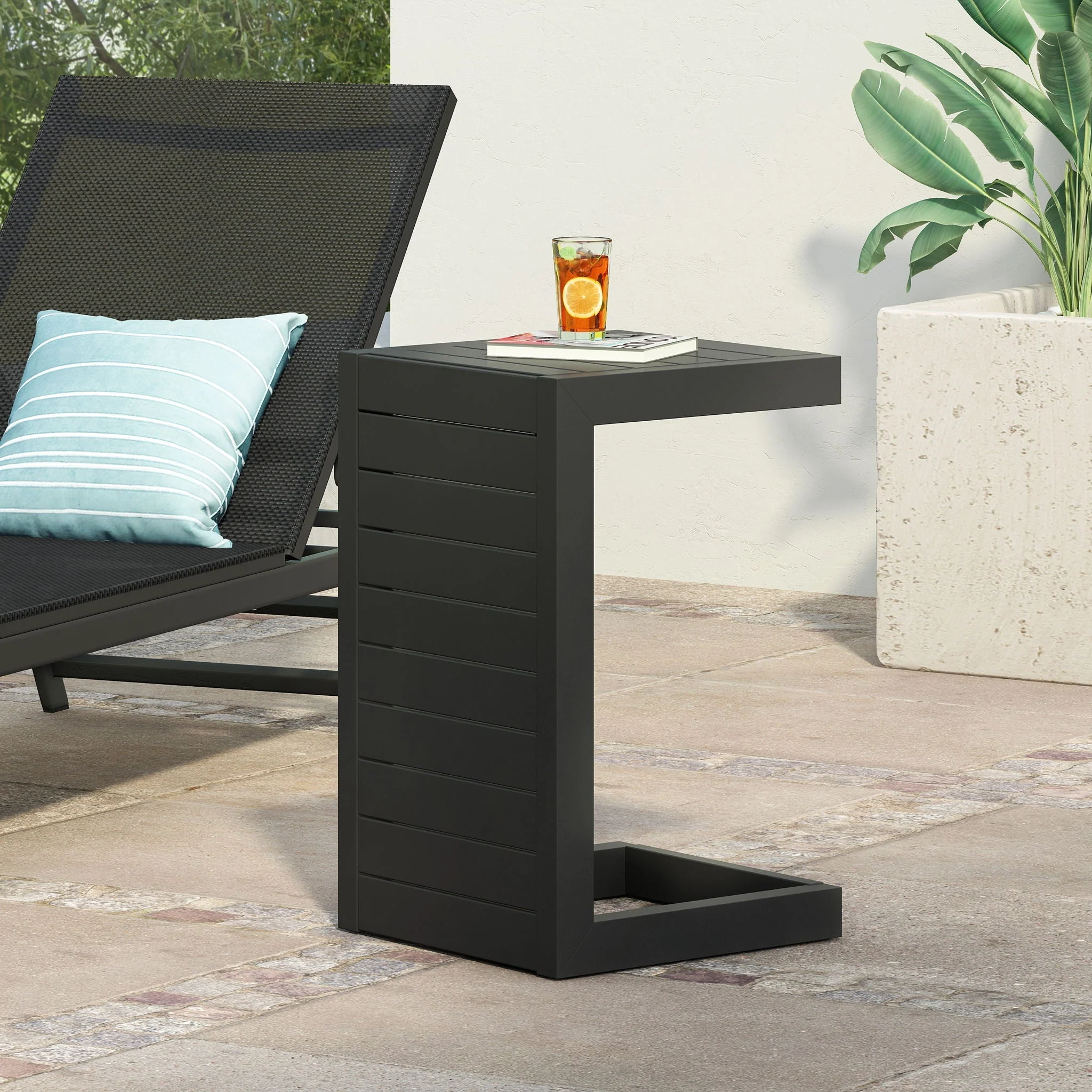 Aluminum Outdoor C-Shaped Side Table for Patio - Image 16