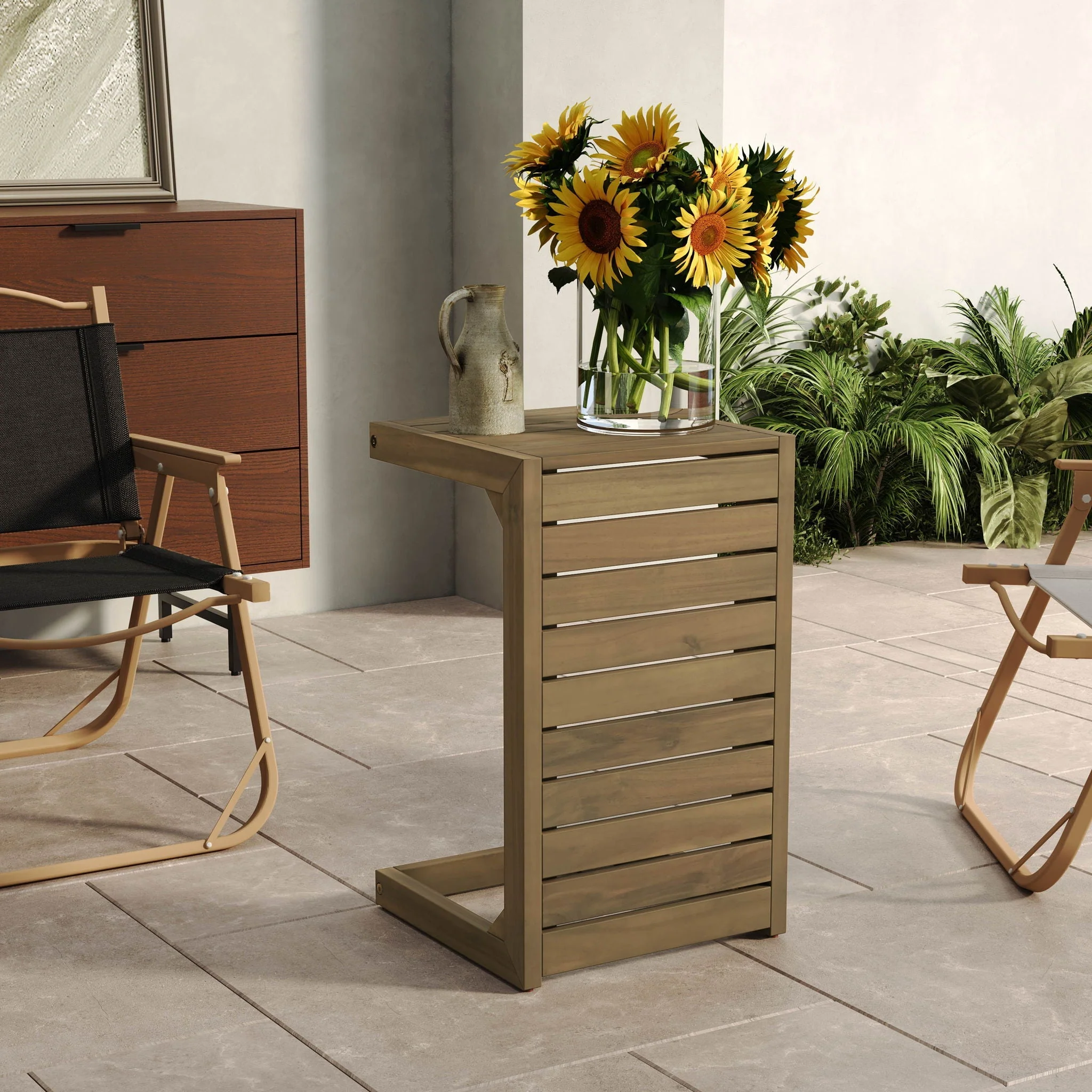 Aluminum Outdoor C-Shaped Side Table for Patio - Image 8