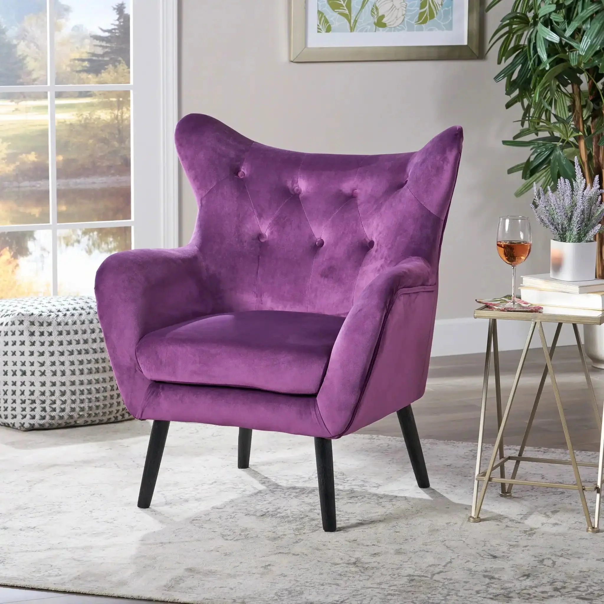Alyssa - Mid Century Upholstered Arm Chair With Wingback Design - Image 7
