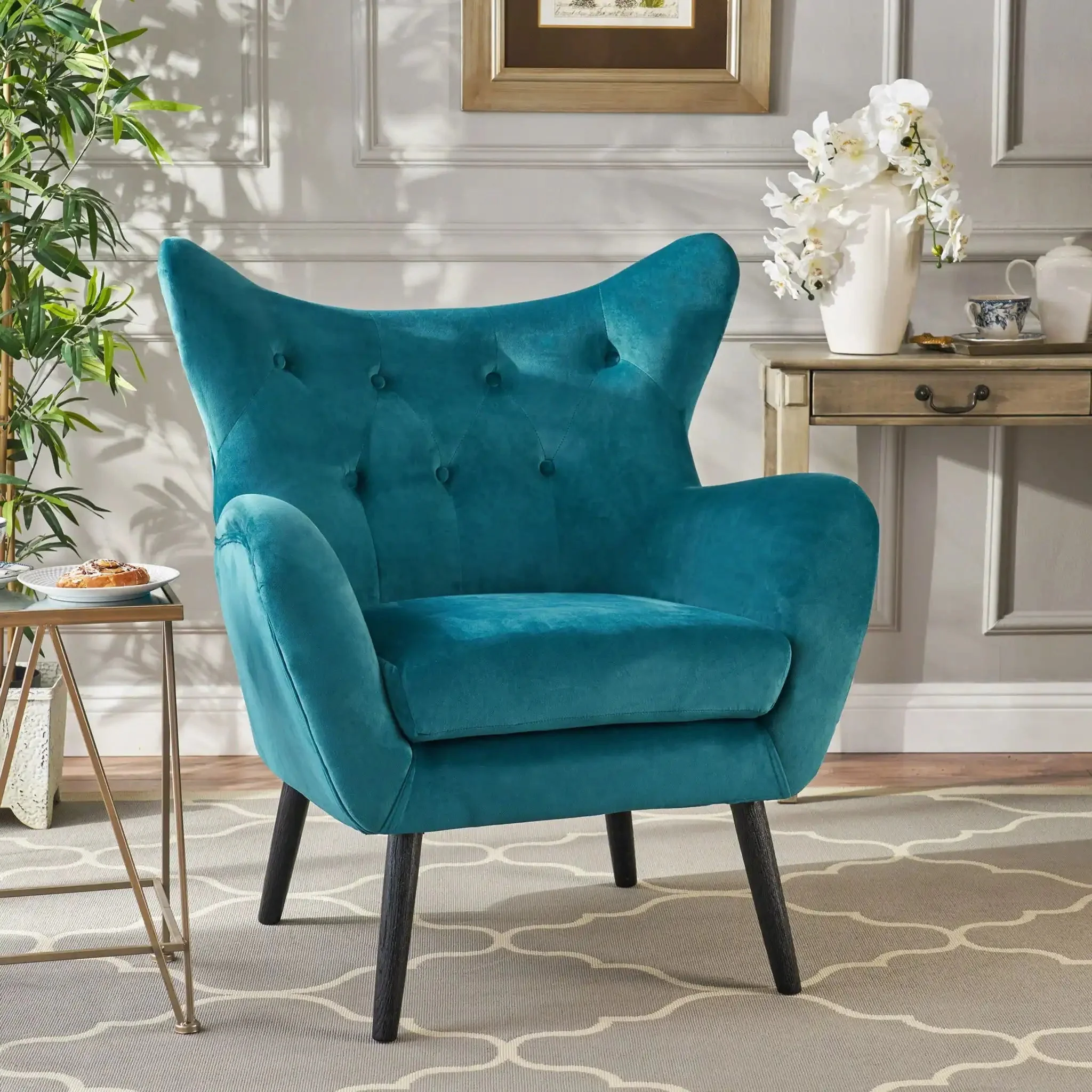 Alyssa - Mid Century Upholstered Arm Chair With Wingback Design - Image 8