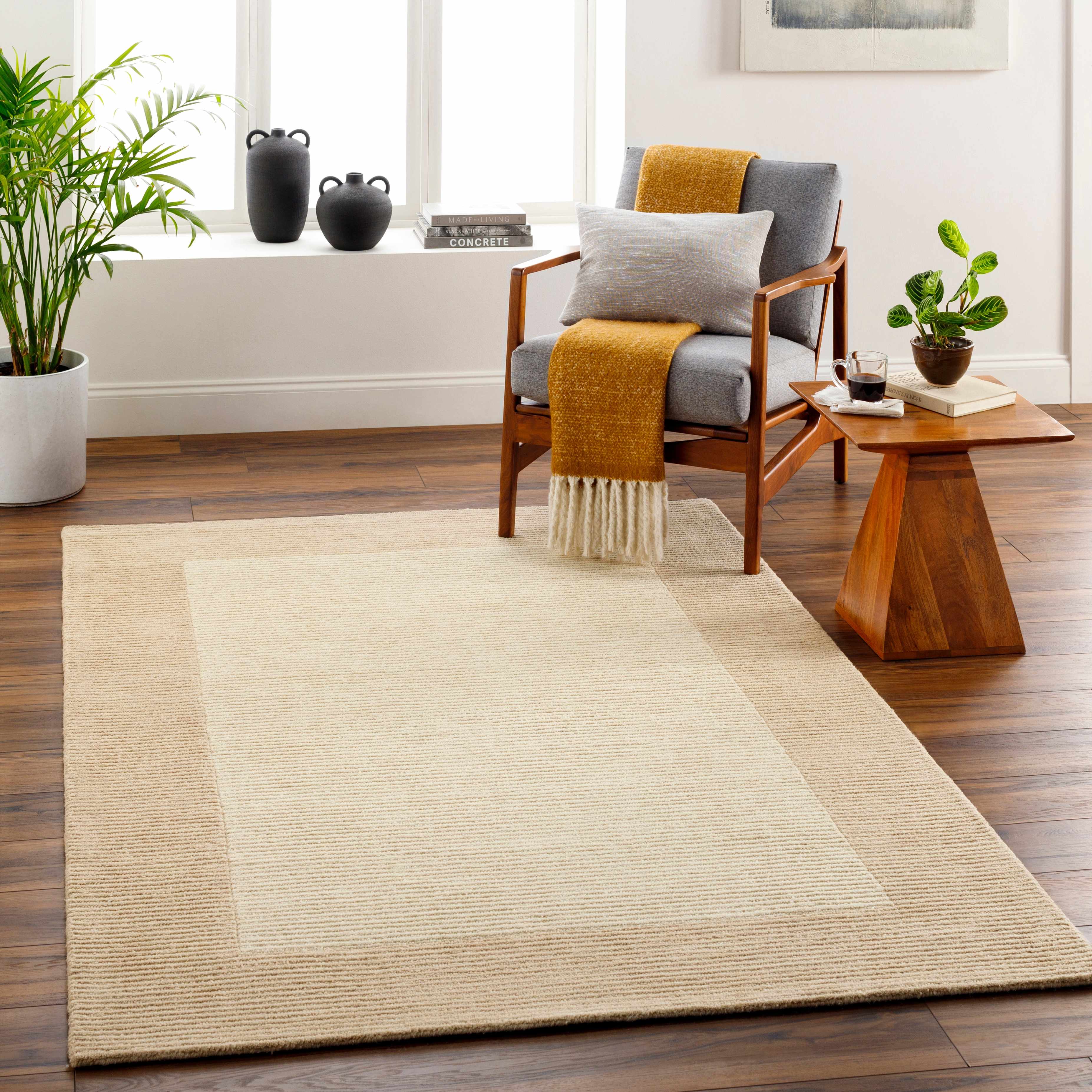 Amadi Beige Wool Area Rug - Image 2