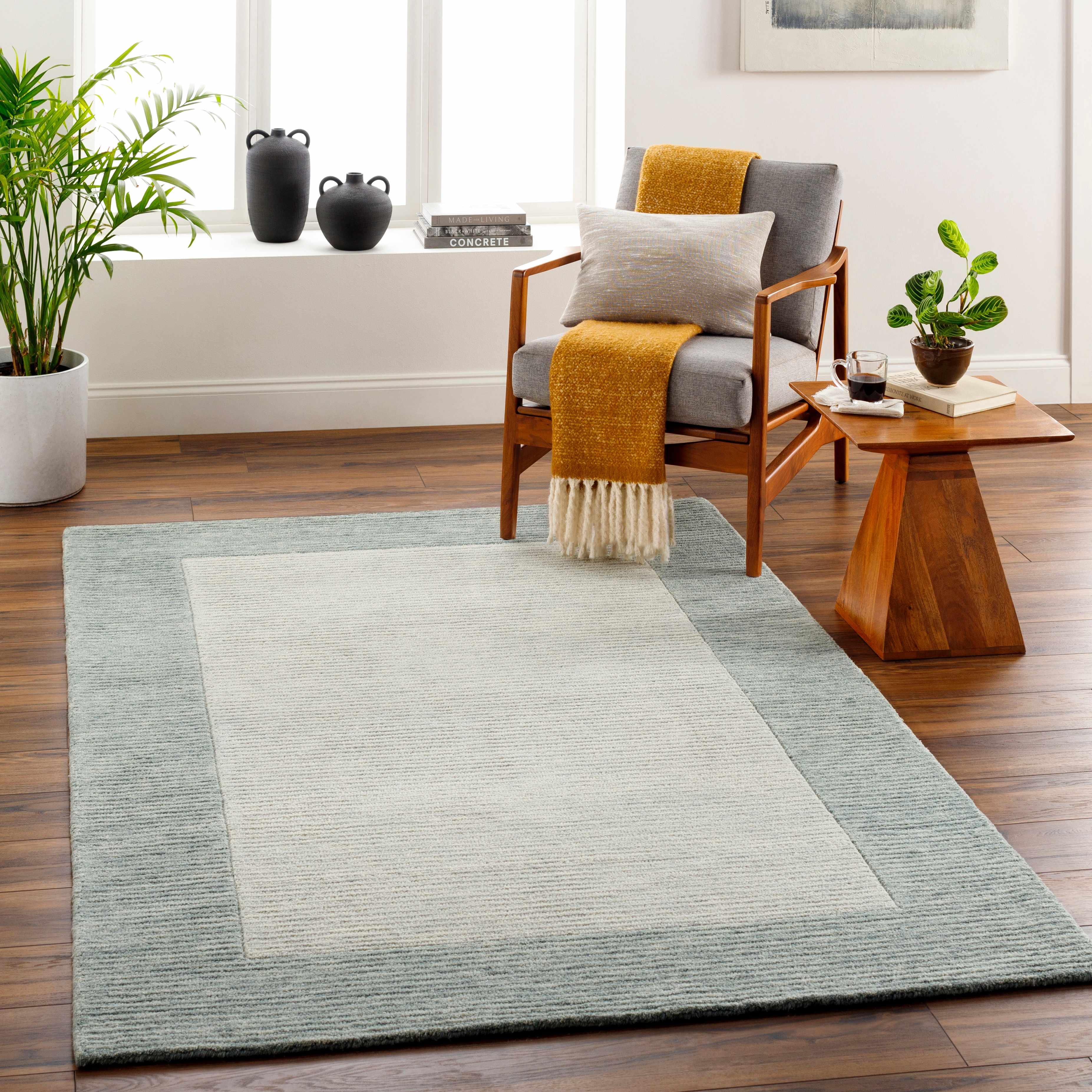 Amadi Green Wool Area Rug - Image 2