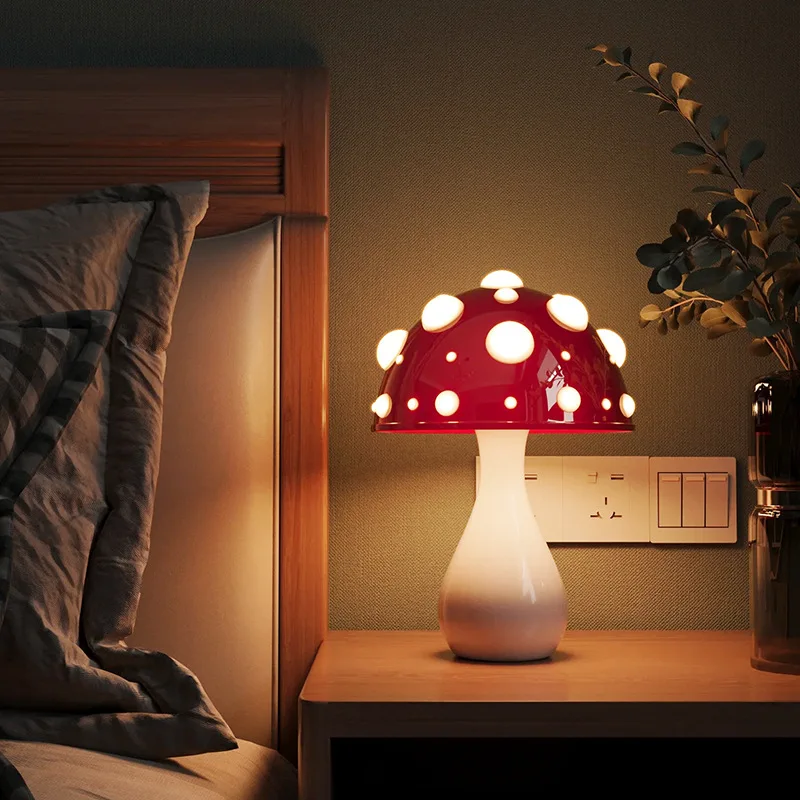Amanita Mushroom LED Lamp Warm Light Bedside Night Light Desk Decor USB Home - Image 2