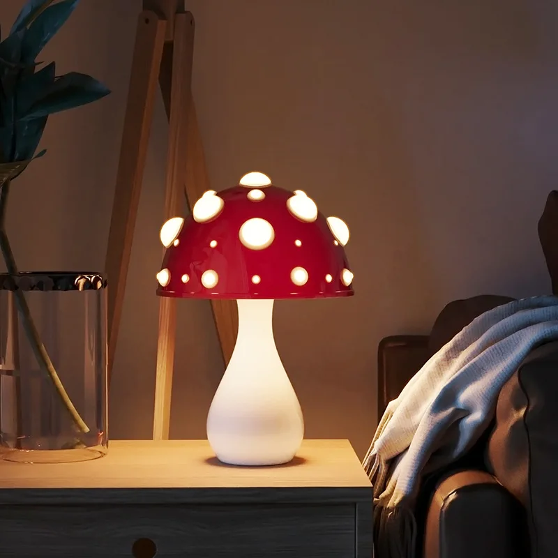 Amanita Mushroom LED Lamp Warm Light Bedside Night Light Desk Decor USB Home - Image 4