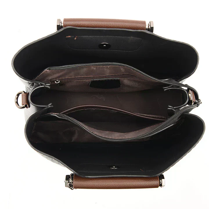 Amara Genuine Leather Handbag for Women 3 Compartment Shoulder Bag - Image 5