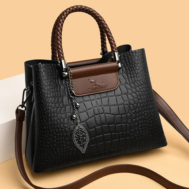 Amara Genuine Leather Handbag for Women 3 Compartment Shoulder Bag - Image 6