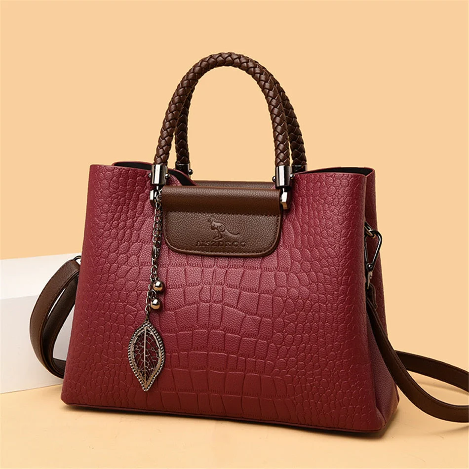 Amara Genuine Leather Handbag for Women 3 Compartment Shoulder Bag - Image 8