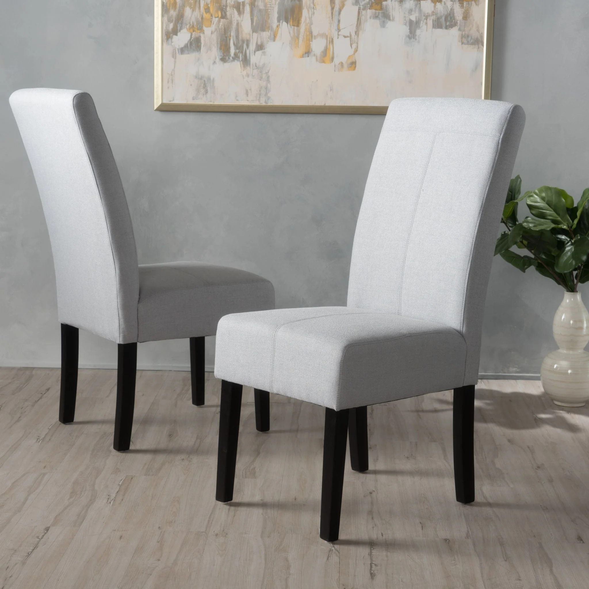 Amaranthine - Upholstered Dining Chair With High Back And Wood Legs (Set of 2) - Light Gray - Image 4