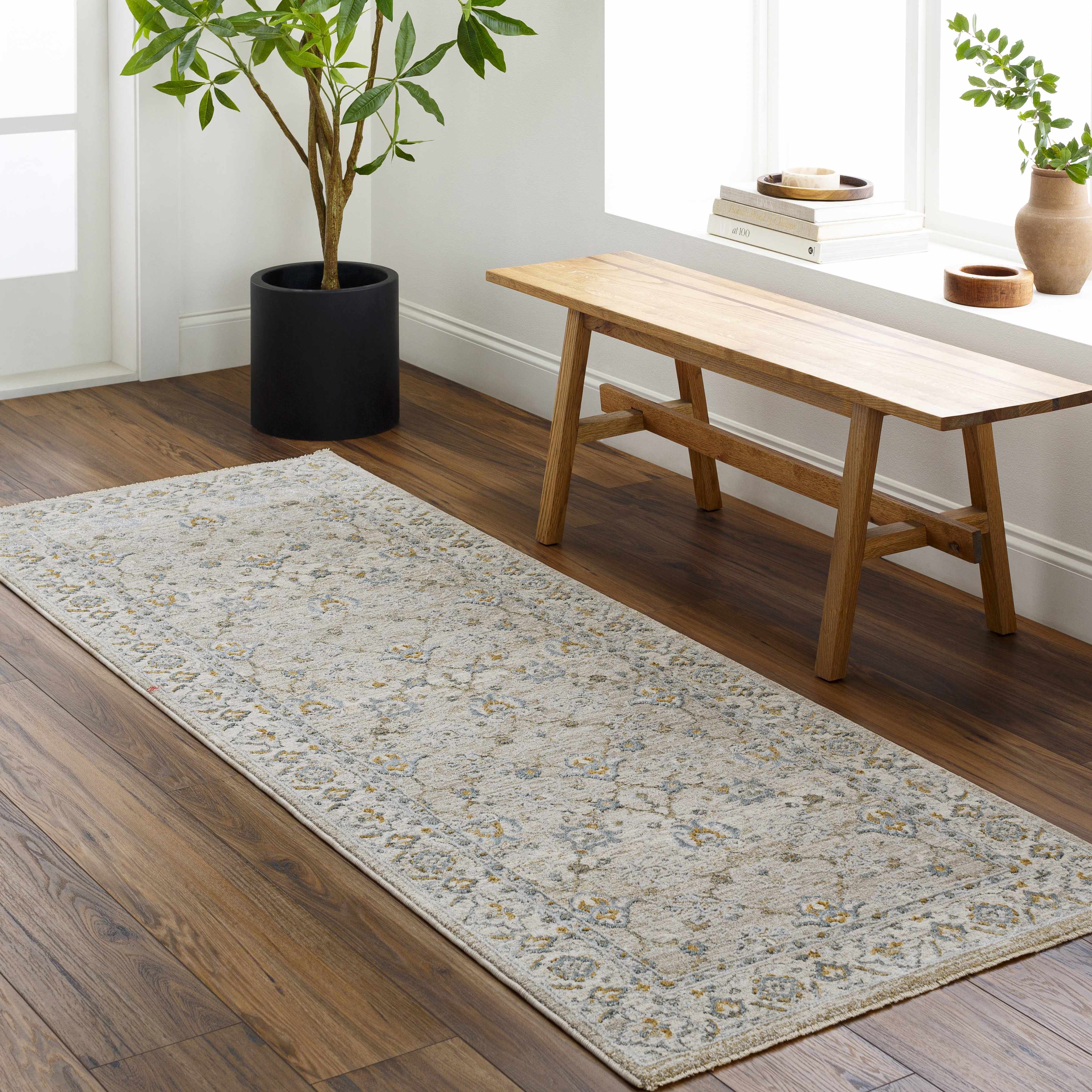 Amaru Cream & Sage Textured Rug with Fringes - Image 13