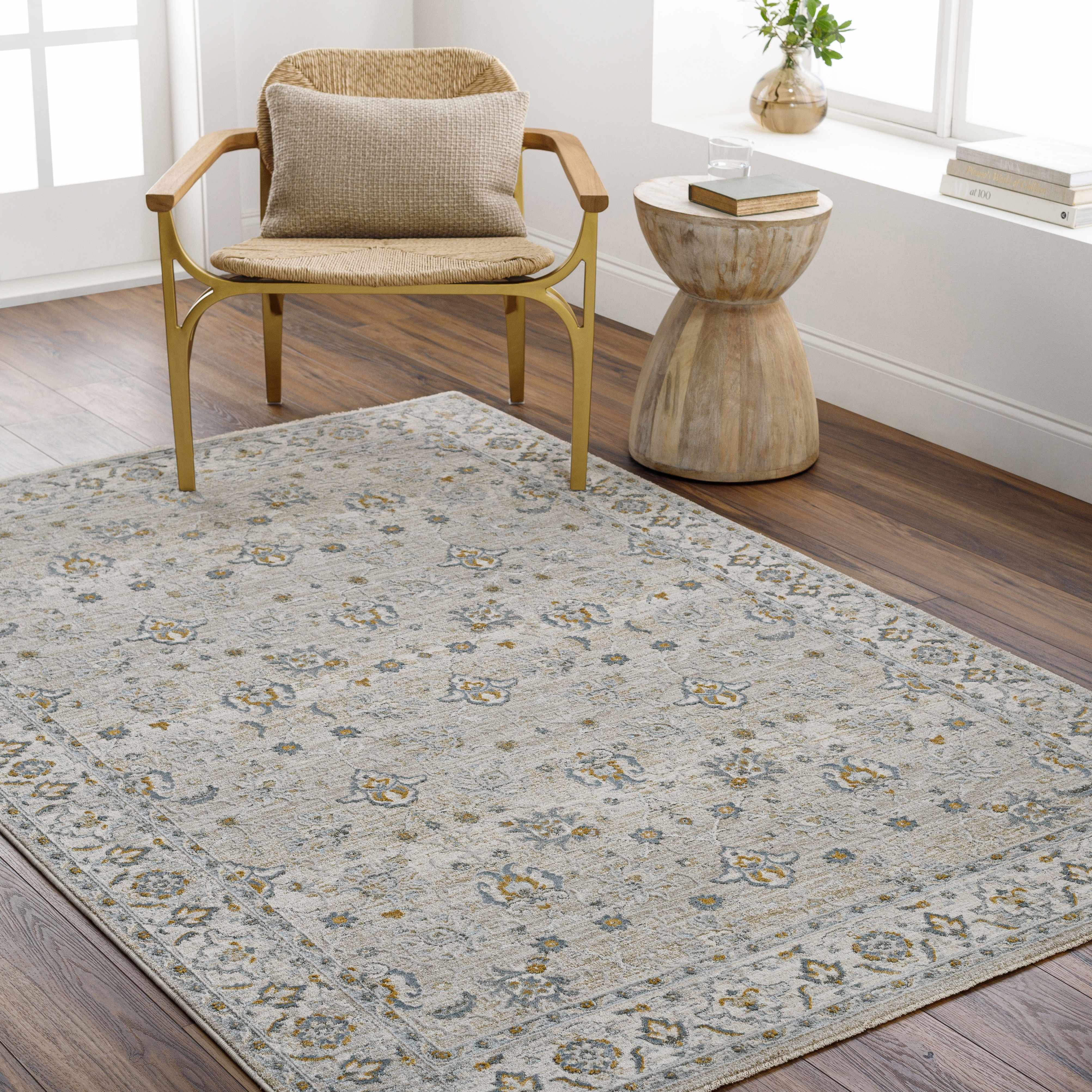 Amaru Cream & Sage Textured Rug with Fringes - Image 2