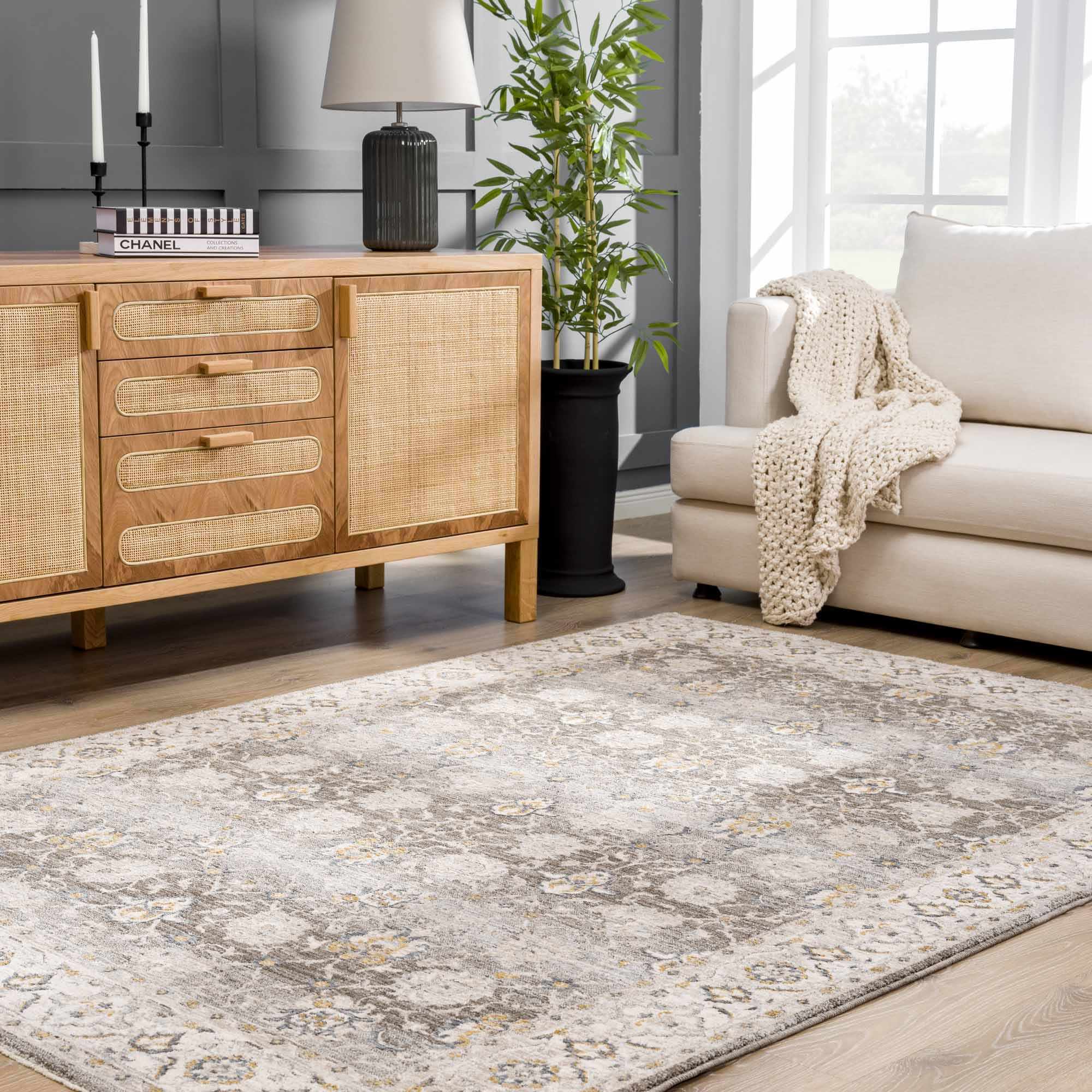 Amaru Green Textured Rug with Fringes - Image 15