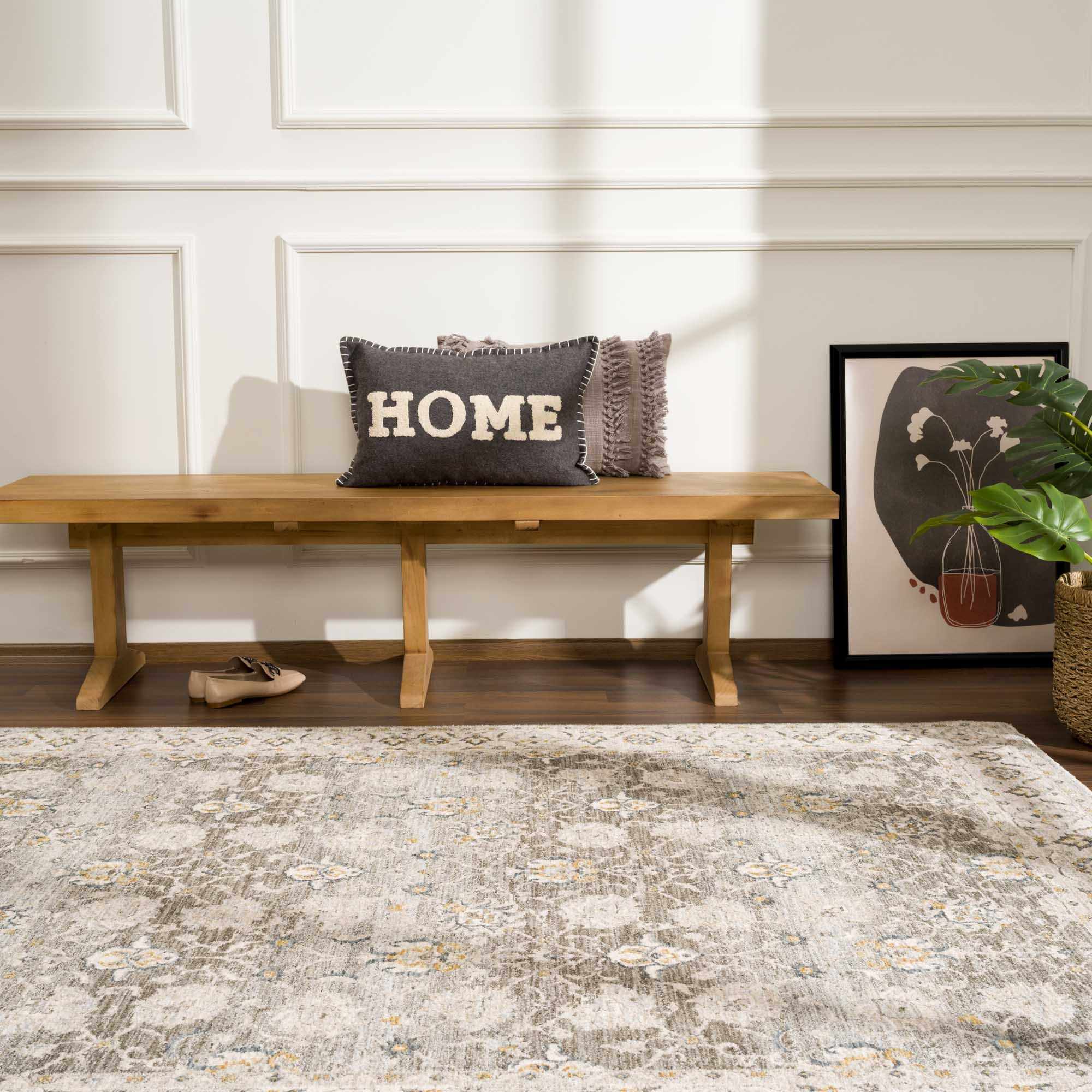 Amaru Green Textured Rug with Fringes - Image 17
