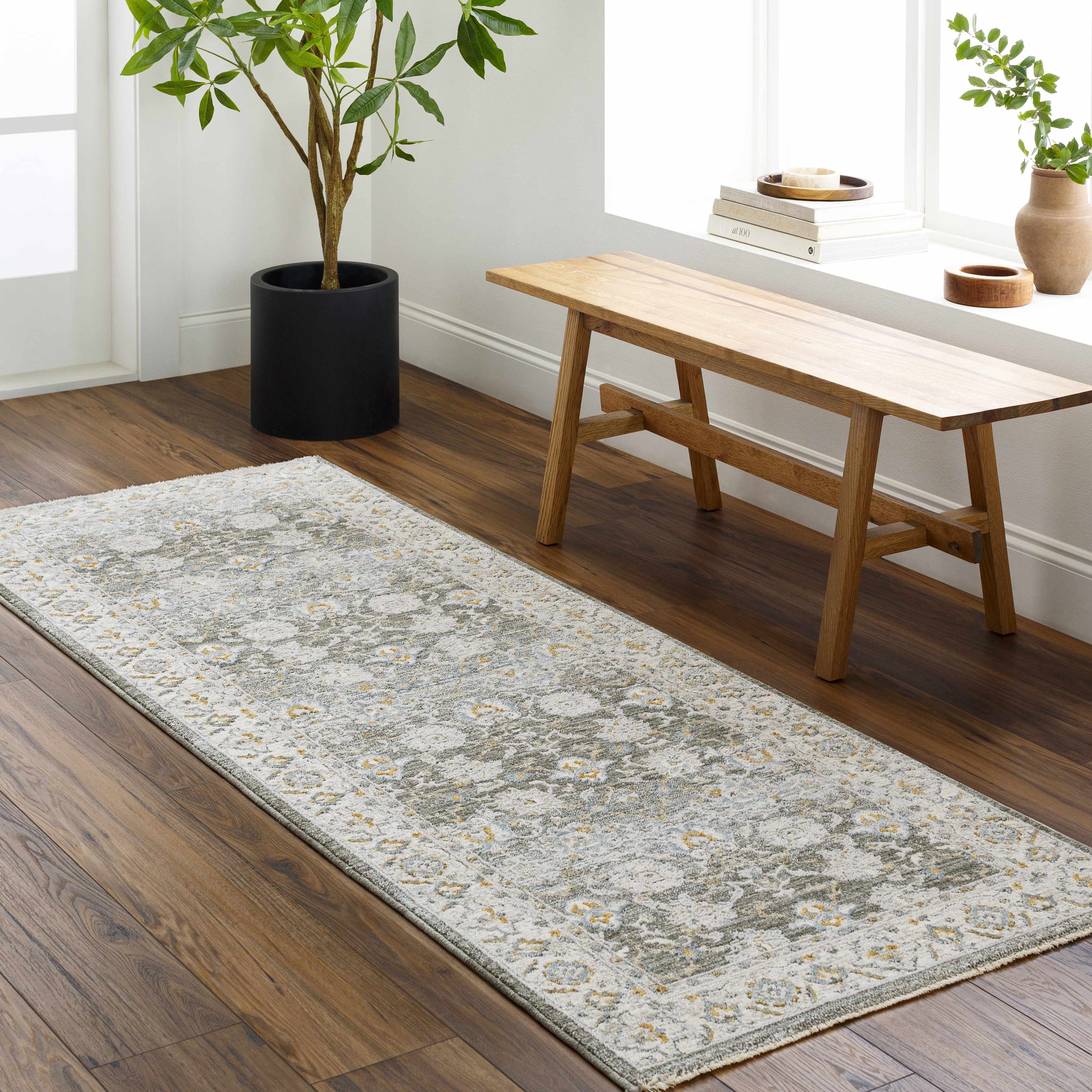 Amaru Green Textured Rug with Fringes - Image 18