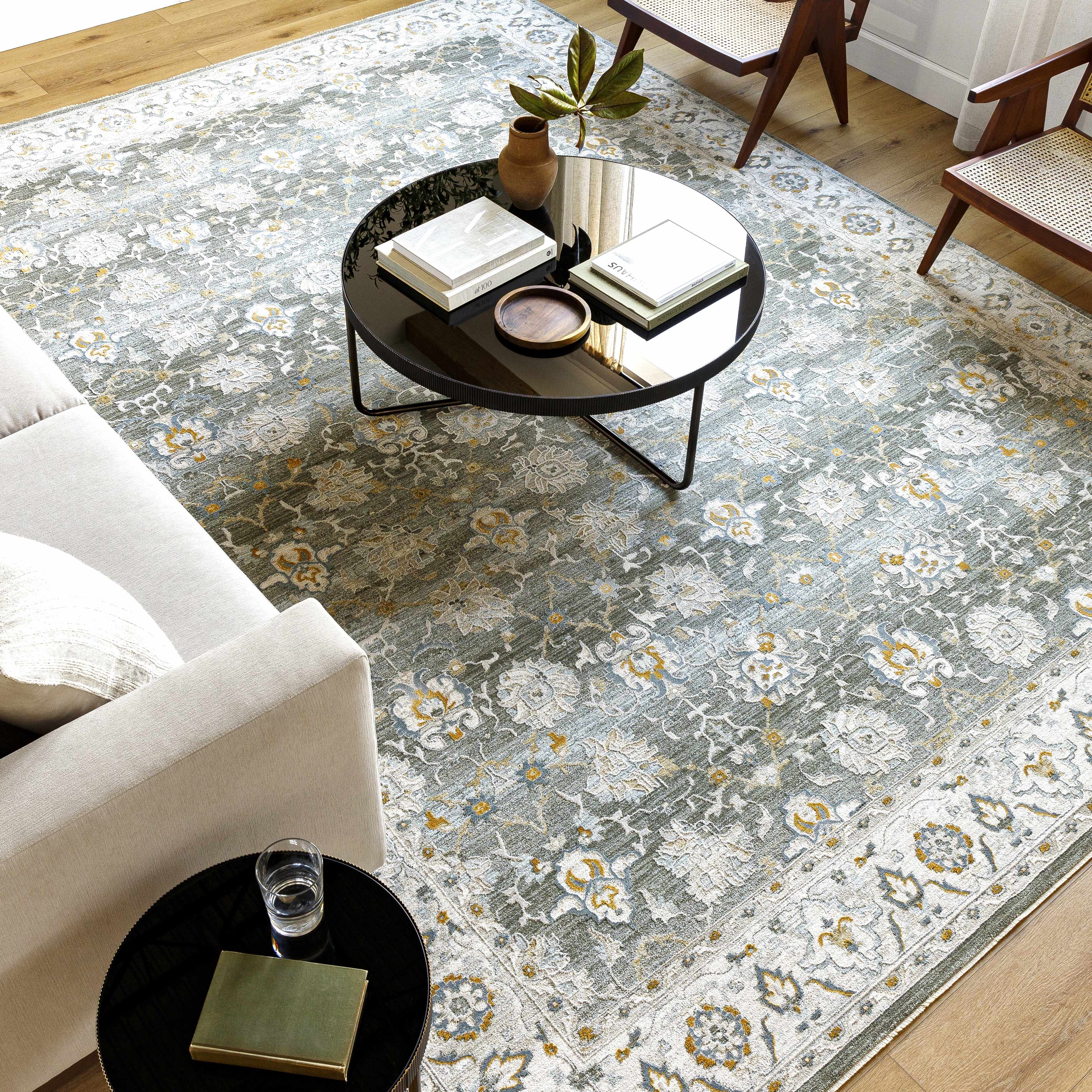 Amaru Green Textured Rug with Fringes - Image 20