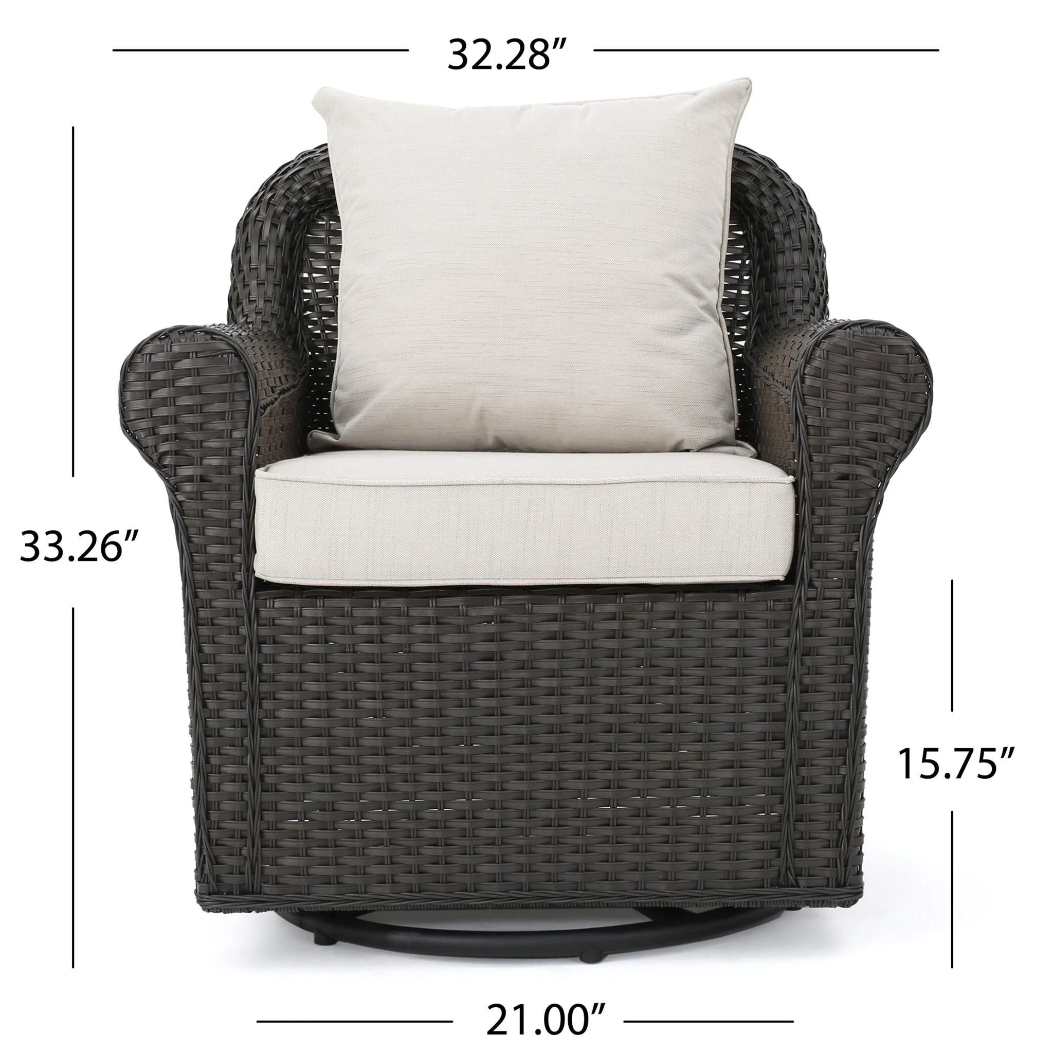 Amaya Outdoor Swivel Rocker Chair with Water Resistant Cushions - Brown / Beige - Image 2