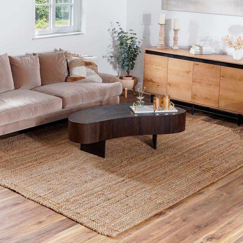 Ambel Chocolate Brown Camel Jute Area Rug - Image 2