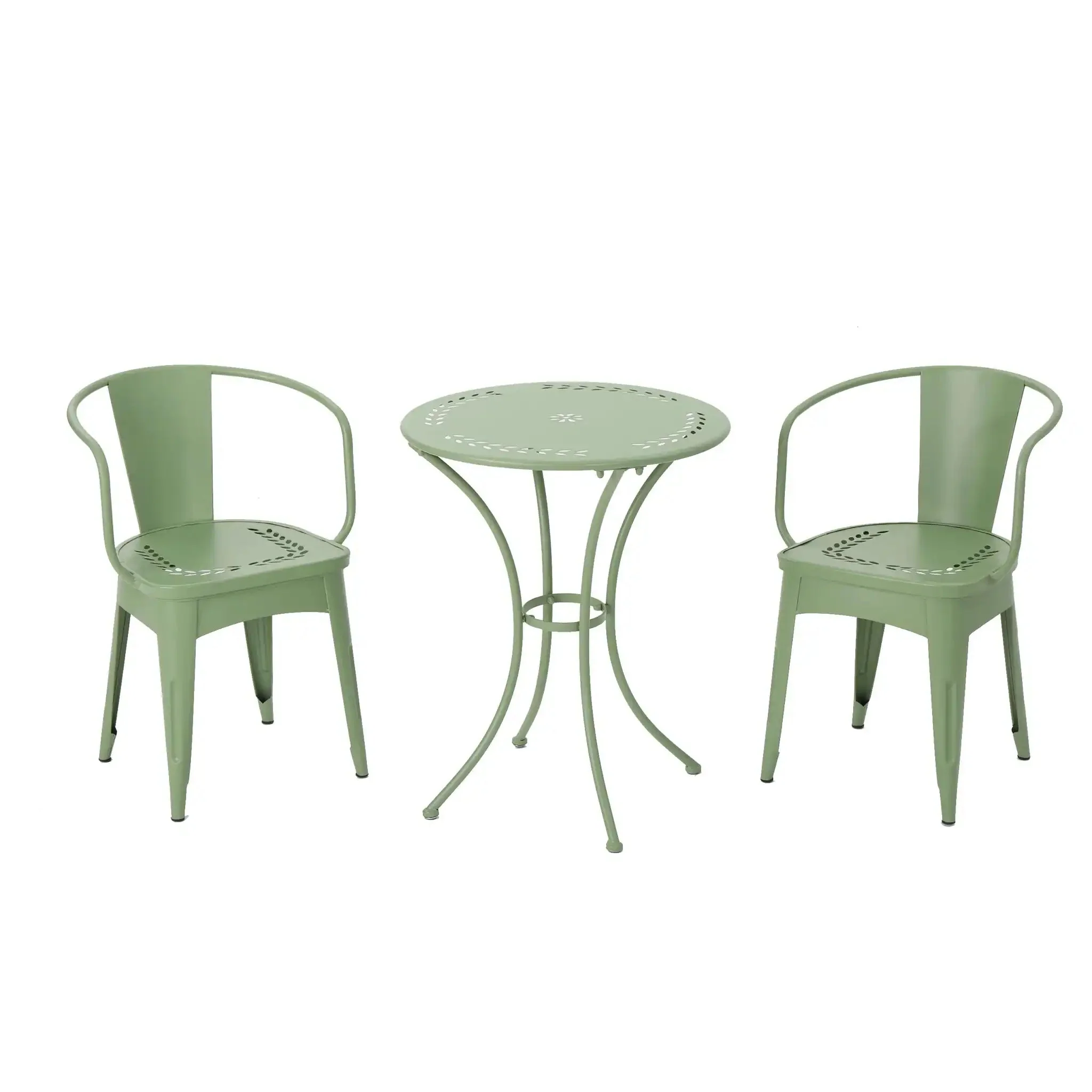 Ambrosia - 3 Piece Bistro Set With Leaf Motifs Top And Seat - Image 2