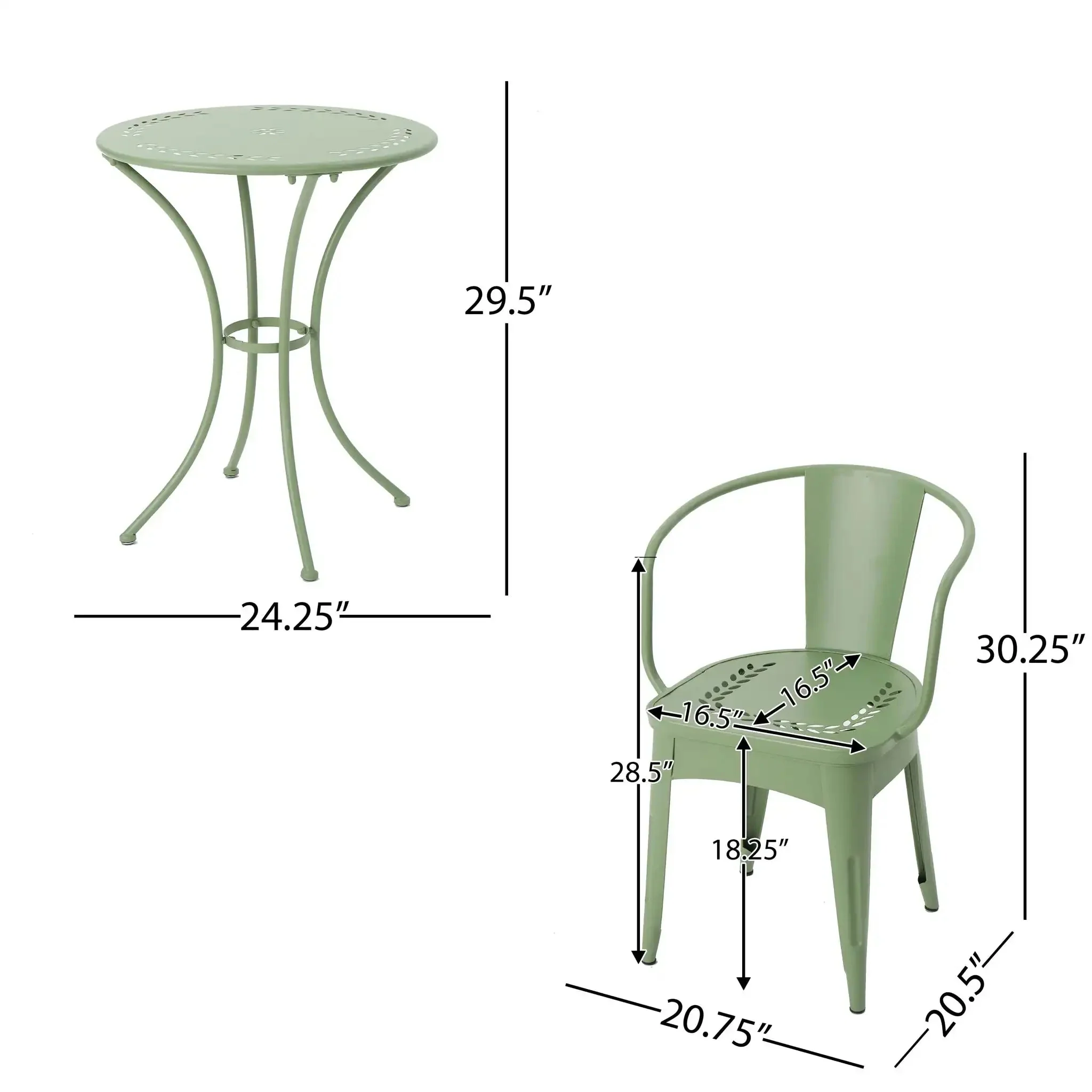 Ambrosia - 3 Piece Bistro Set With Leaf Motifs Top And Seat - Image 6