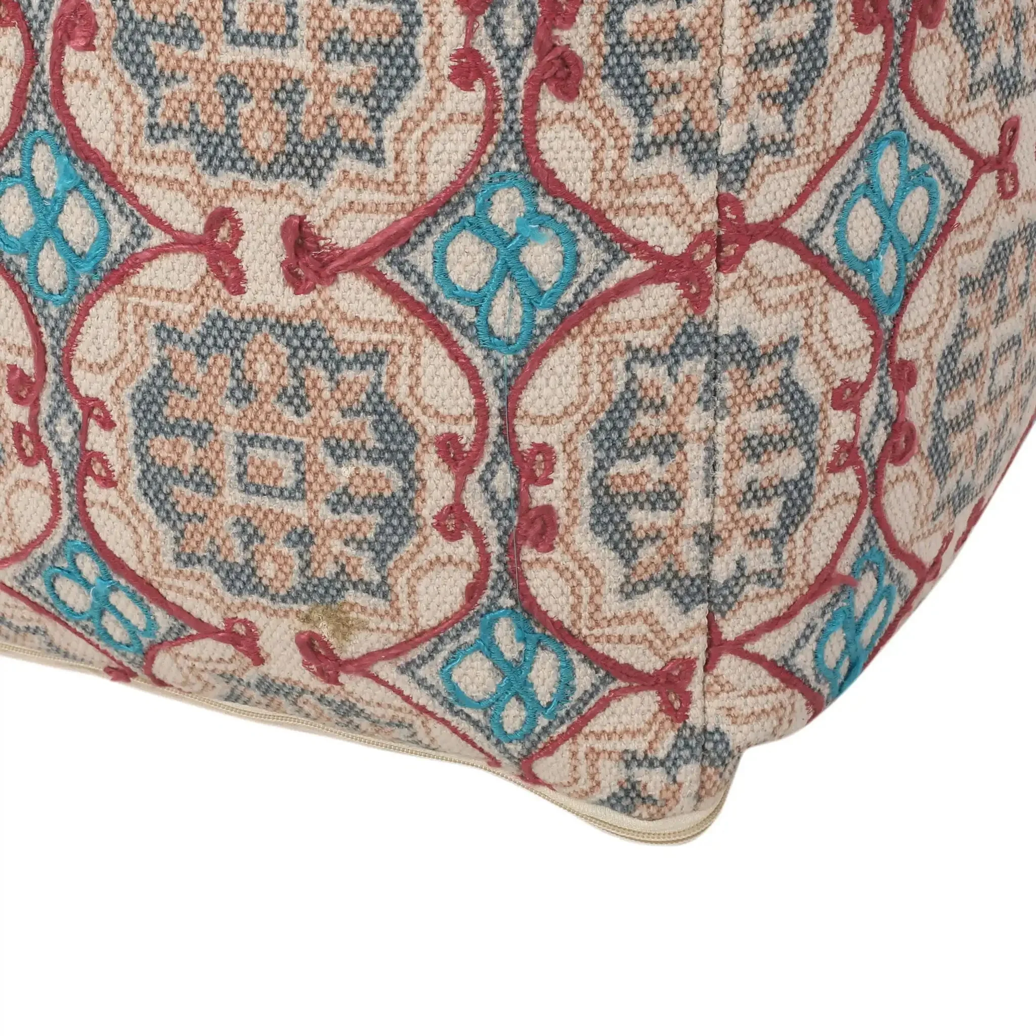 Amelia Handcrafted Fabric Pouf Rustic Elegance Multicolored - Image 3