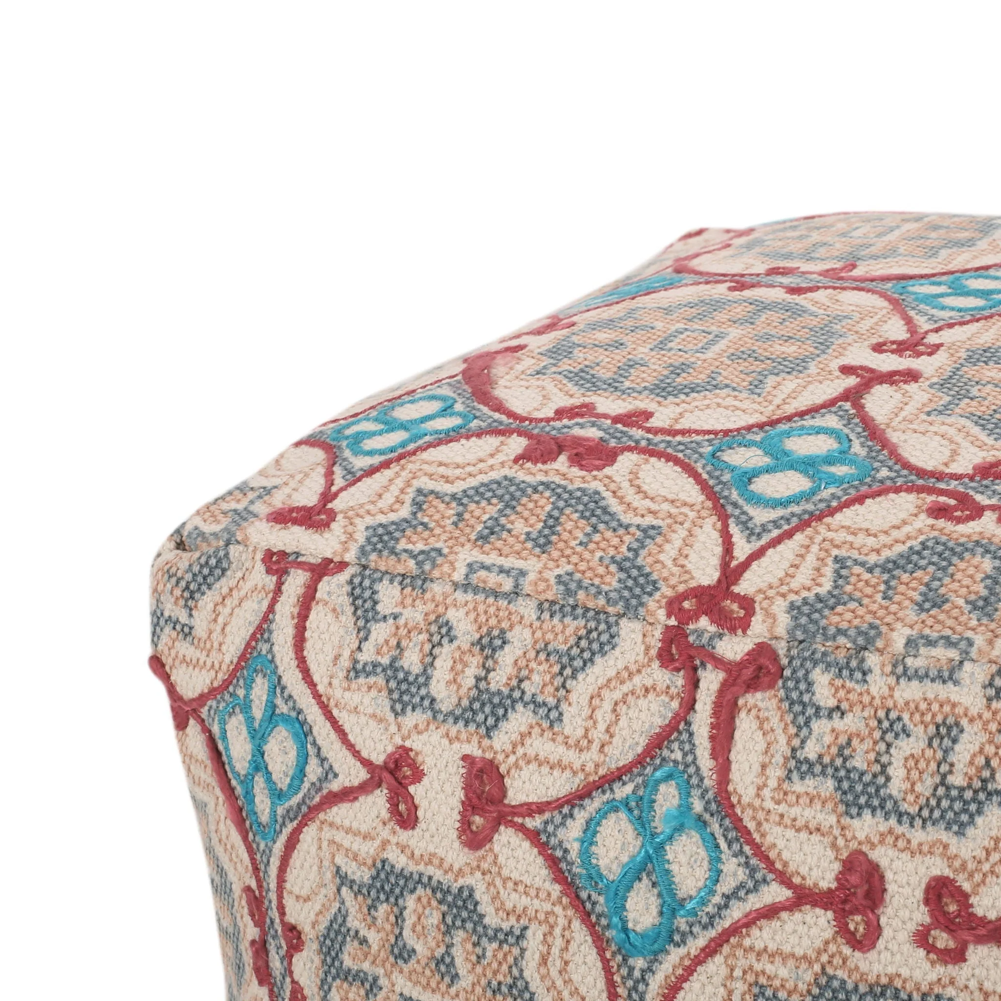 Amelia Handcrafted Fabric Pouf Rustic Elegance Multicolored - Image 4